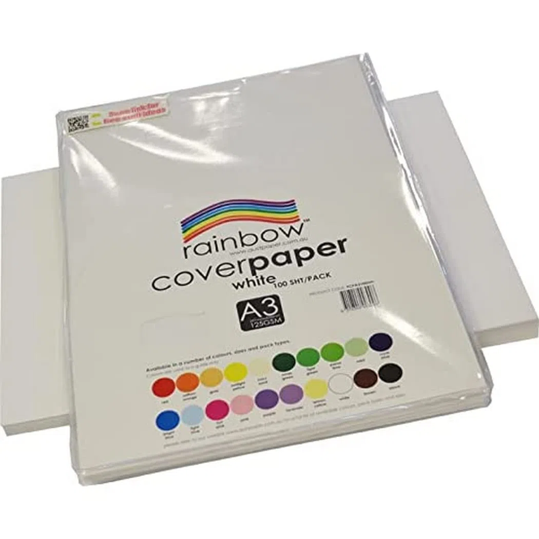 Rainbow Papel de cubierta A3, 100 hojas, color blanco