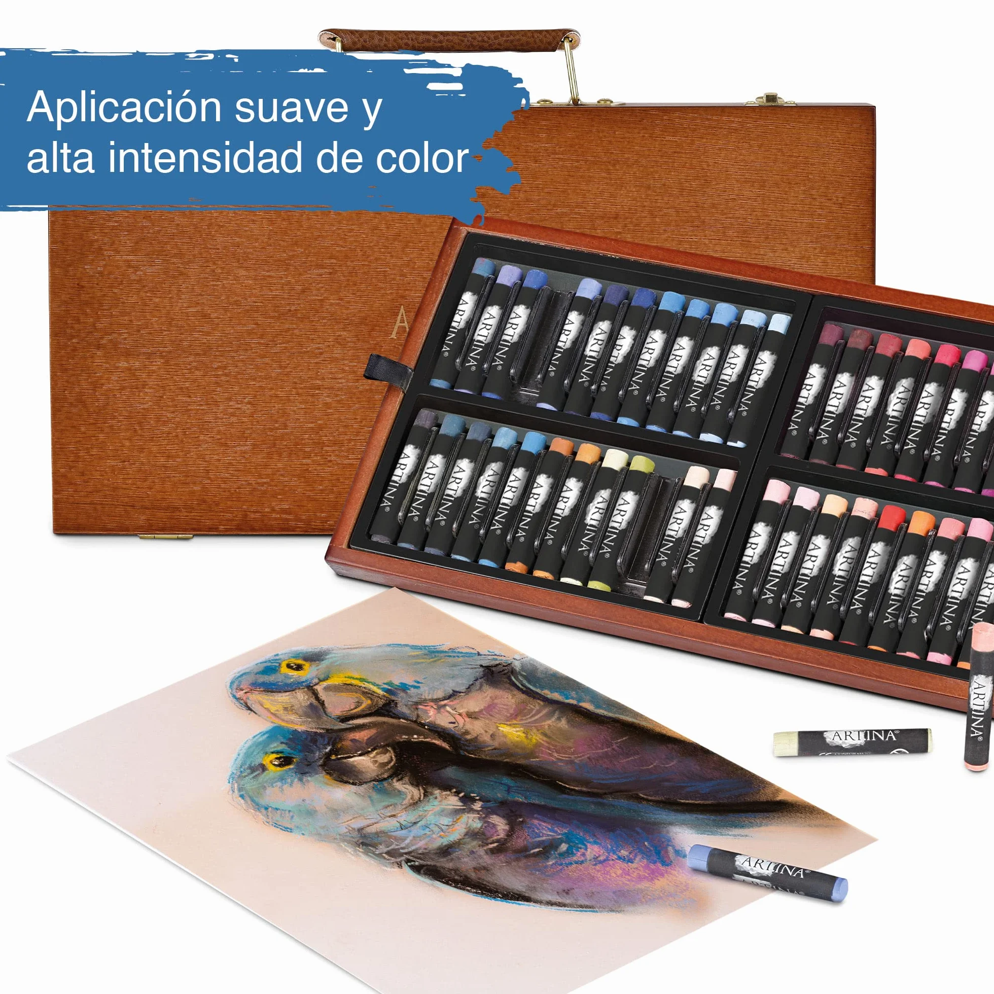 Artina Pastilo Set de 96 tizas de pastel para artistas - Maletín de arte FSC