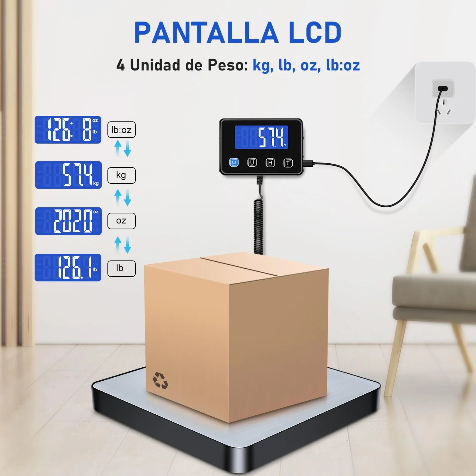 Bascula Industrial 200 kg / 10 g con Pantalla LCD para Equipaje y Almacén