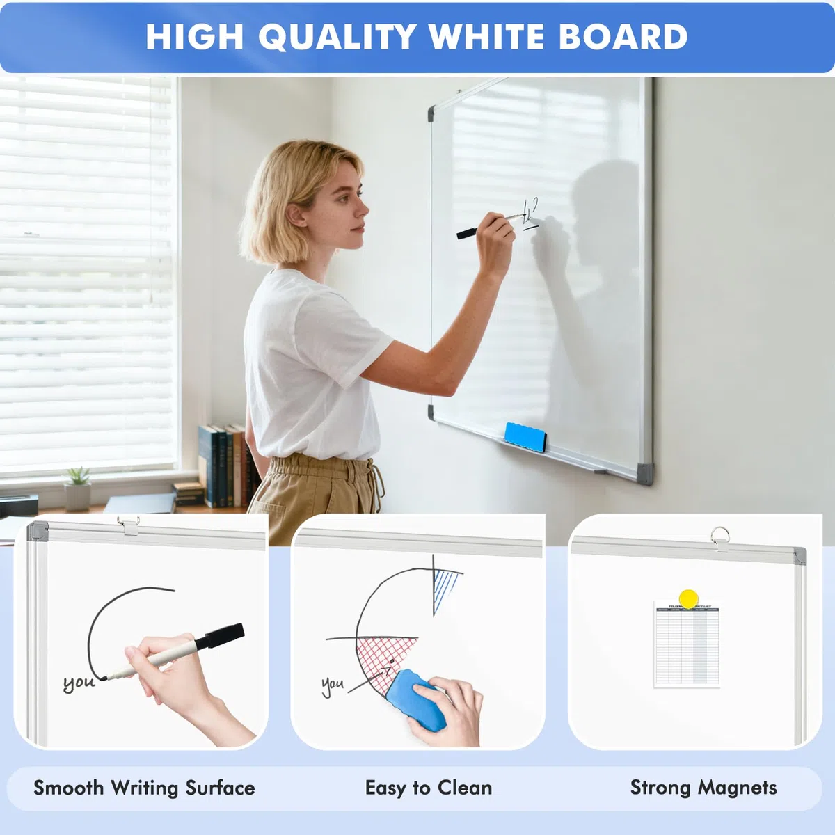 WALGLASS Pizarra blanca para pared de 20 x 30 cm