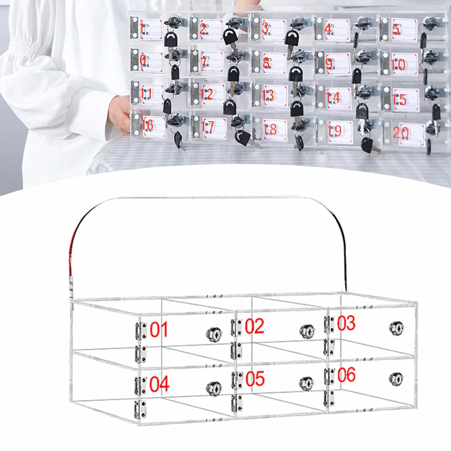 Caja de Almacenamiento para Teléfono Celular, Armario de Pared acrílico Transparente para móviles con Cerradura de Puerta y Llave, Organizador de móviles para Oficina, Escuela, Aula -6 Ranuras