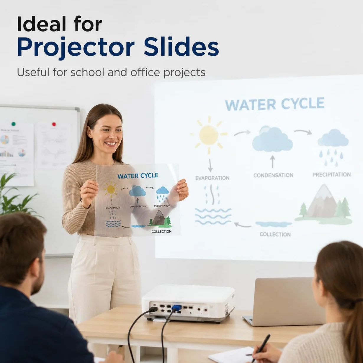 50 láminas de acetato transparente de inyección de tinta A3 de secado rápido, hojas de vinilo A3 para impresoras de inyección de tinta, proyector superior, impresión de pantalla, 420 x 297 x