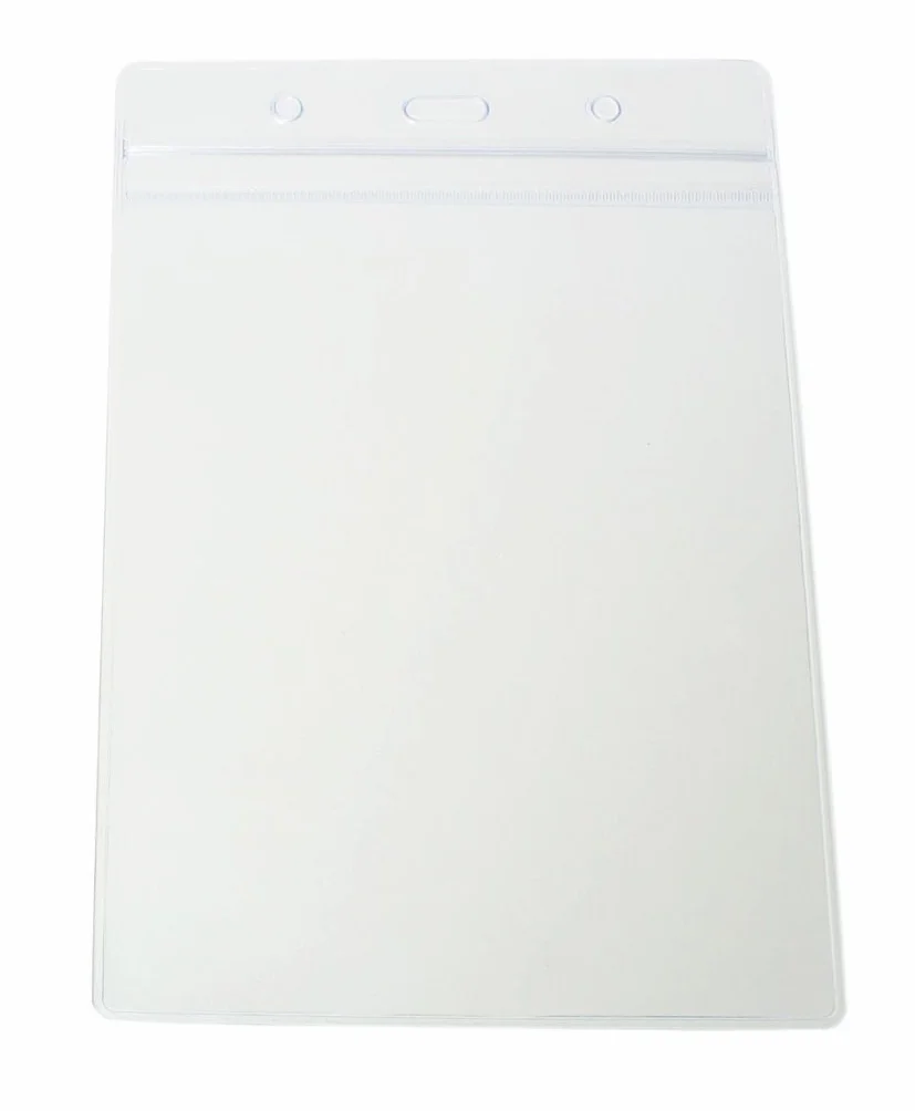 CKB Ltd Fundas para tarjetas de identificación Bolsillo transparente portador A6 vertical grande, bolsos de plástico 17,5 cm x 11,8cm capacidad para tamaño de la tarjeta 105 x 148 mm. (100 Piezas)