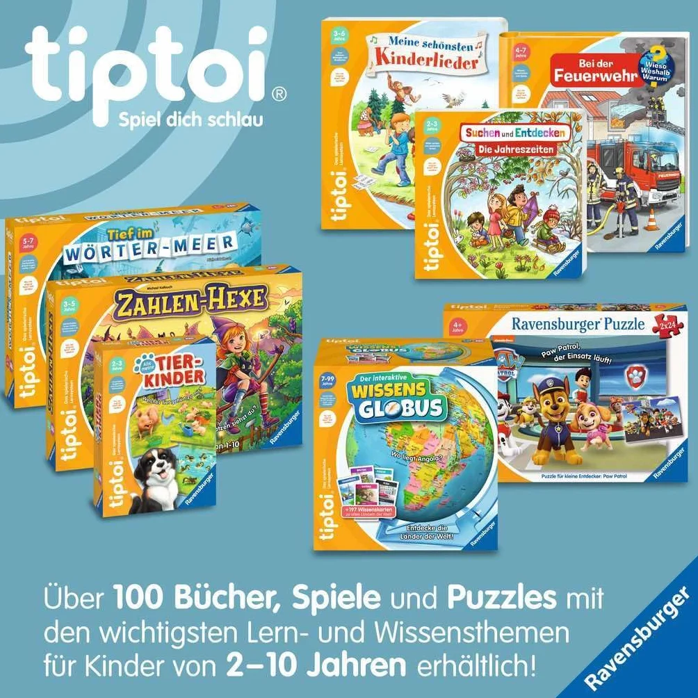 Ravensburger tiptoi Game 00107 - El Globo del Conocimiento Interactivo: Globo de Aprendizaje para niños de 7 años o más, Juguetes para niños y niñas, para 1 a 4 Jugadores