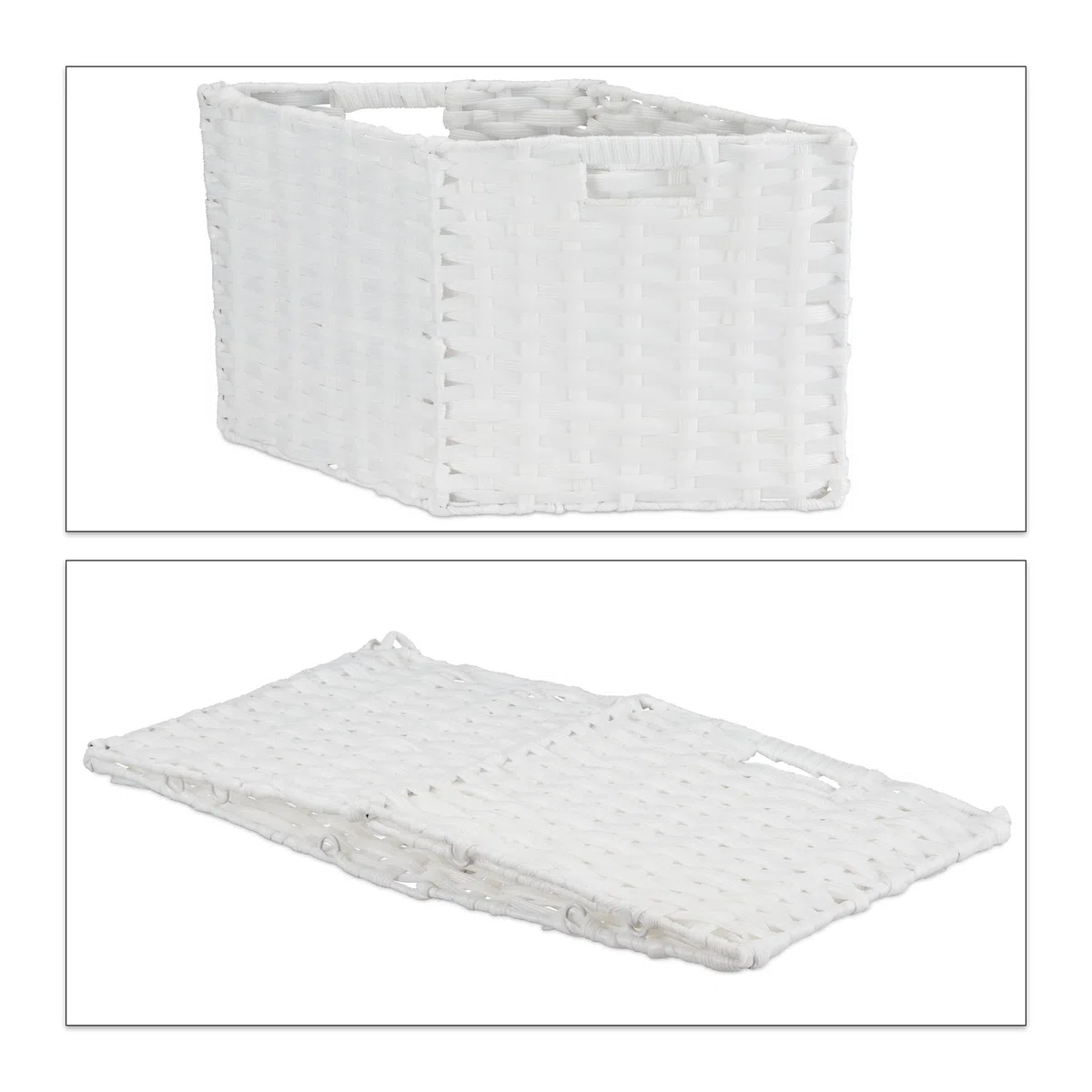 2 Cajas de Almacenaje, Cestos Cuadrados para Baño o Habitación Infantil, Trenzado, 31x32x30 cm, Blanco