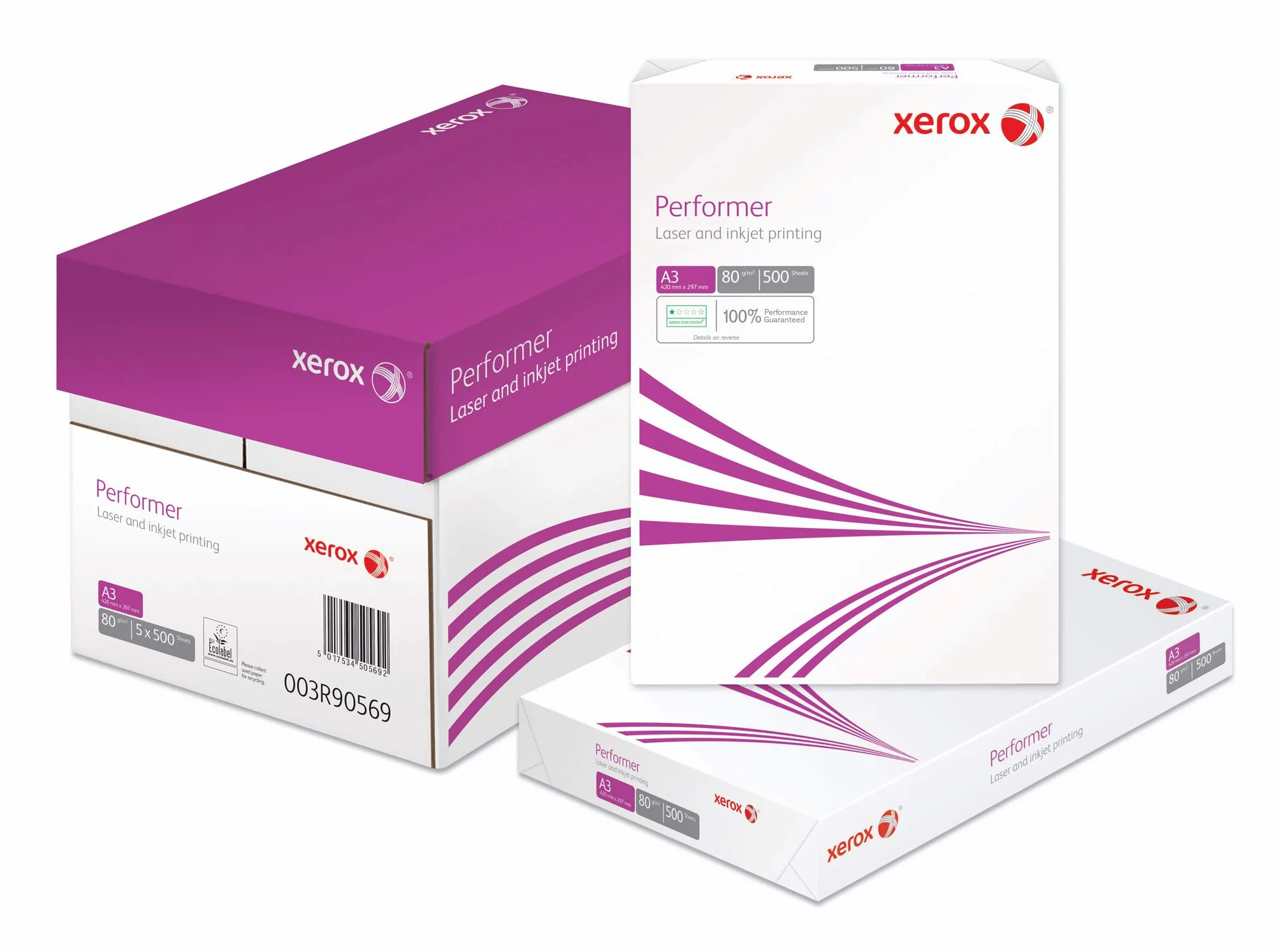 Xerox Performer papel blanco CIE 146-80g/m2 A3, Caja de 5 x 500 hojas