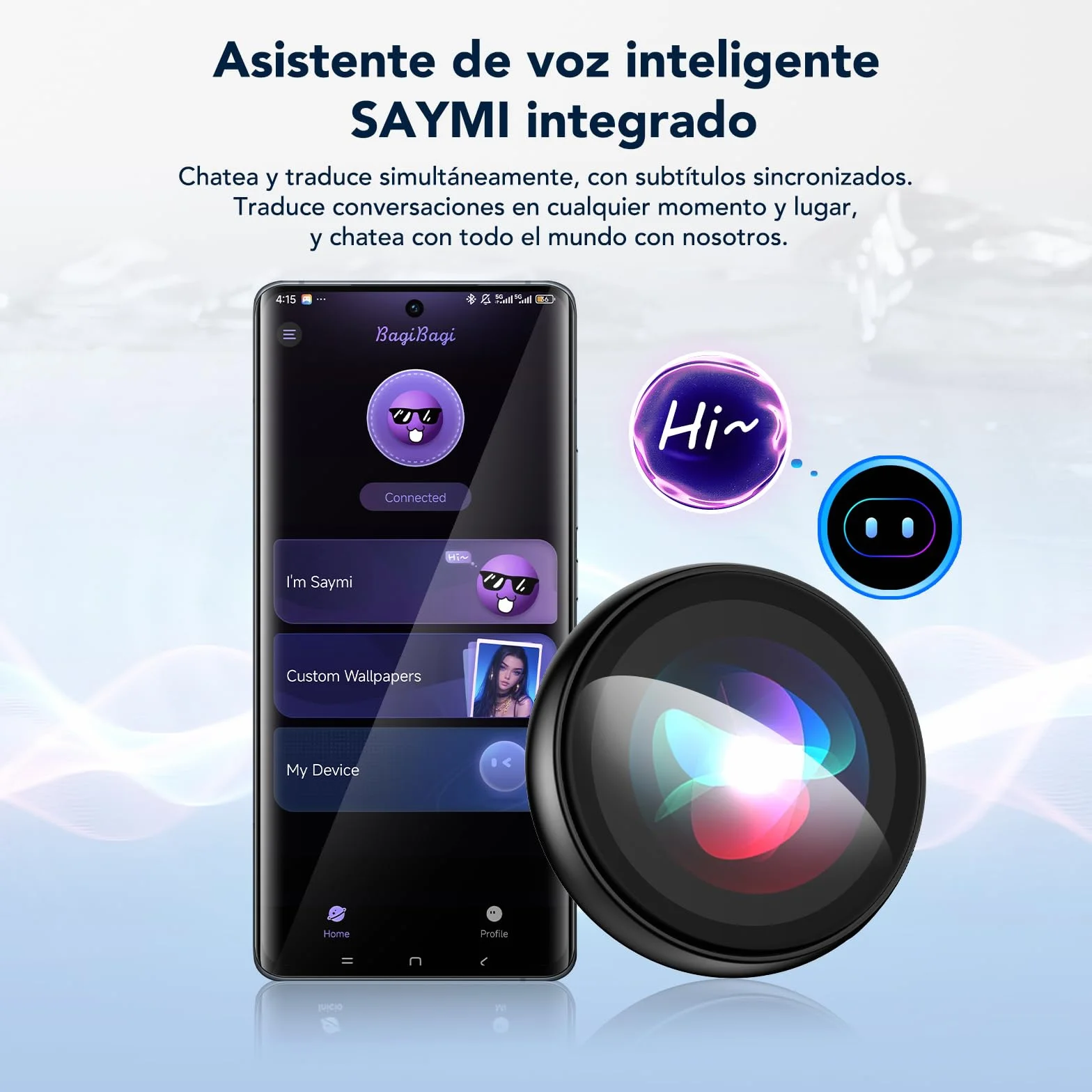 AI Badge - Traductor Instantáneo de Voz 60 Idiomas, Insignia Electrónica Inteligente Portátil con Pantalla LCD HD, Bluetooth 6.0, Ideal para Viaje y Negocios