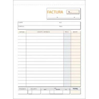 Talonario Facturas 145x207 T65 Natural Triplicado Autocopia (50 juegos), 5 unidades