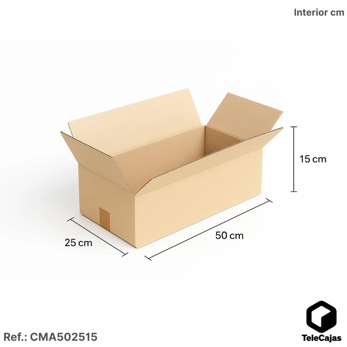 TELECAJAS | 20 Cajas 50x25x15 cm de Cartón Plana Alargada de Solapas, Robusta Marrón Kraft, Sin asas | Pack de 20