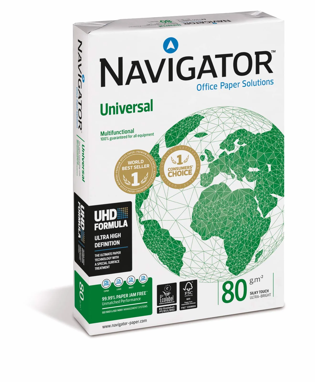 NAVIGATOR NAVA480-2 A4, 80 g/m² papel universal 10x Reams (5,000 Sheets) - 2x Box