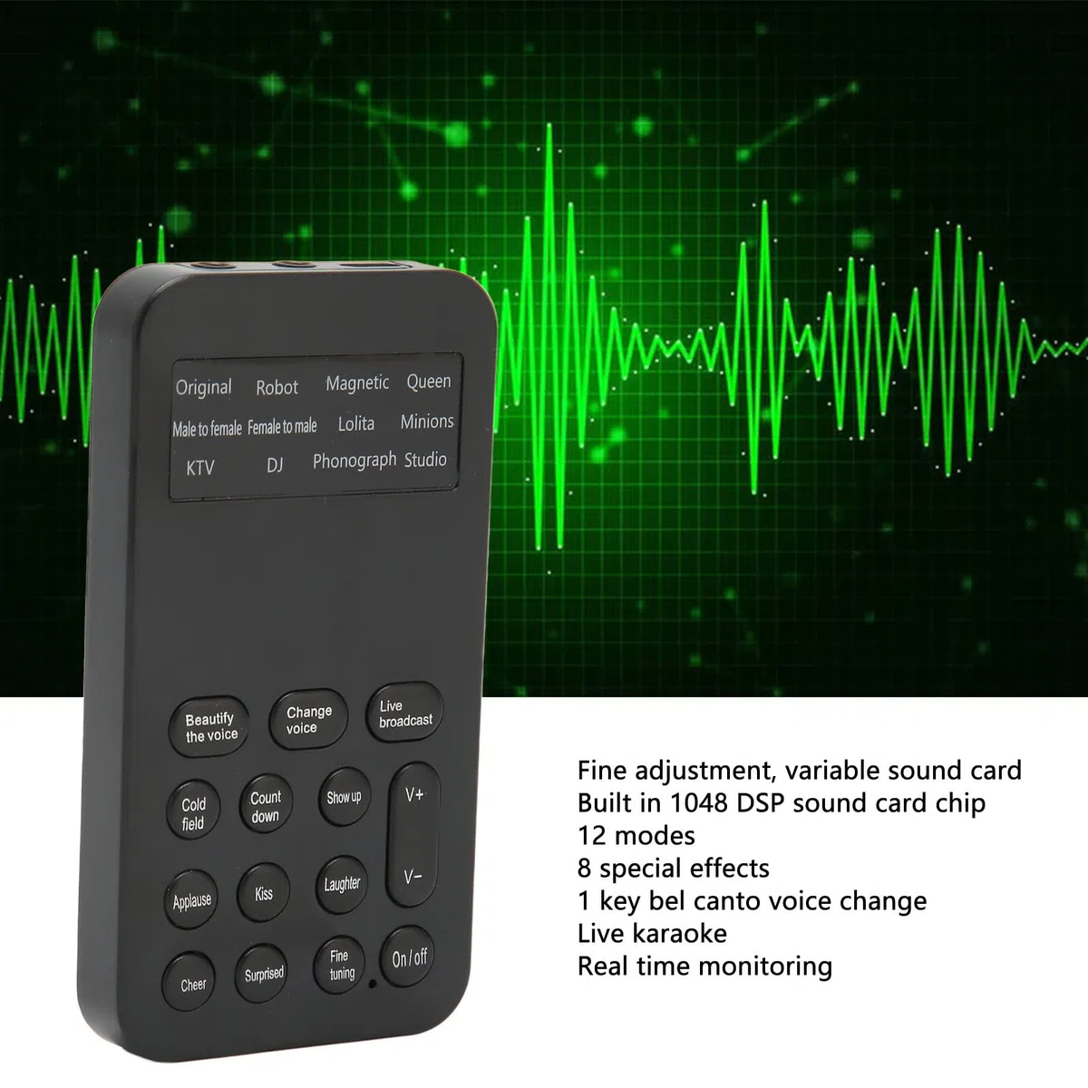 Cambiador de Voz Ghostface, Cambiador de Voz de Micrófono de Mano, Dispositivo Cambiador de Voz Mini Portátil, con 8 Efectos de Sonido, para Juegos de Llamadas Telefónicas
