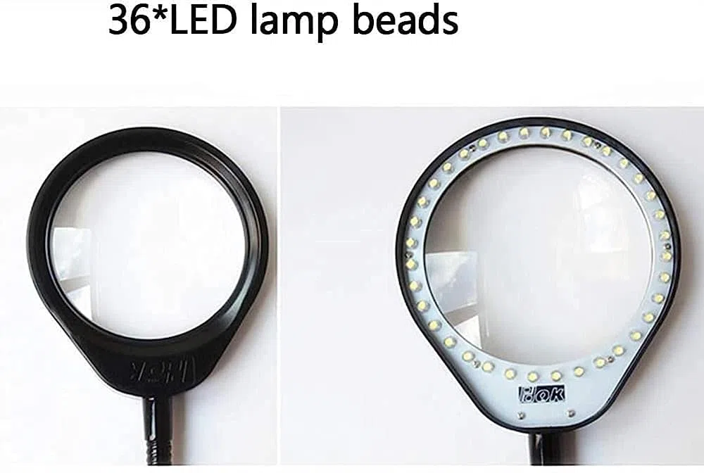 Lupas, Lámpara de Aumento LED de Escritorio Brillo Ajustable Manguera de Curva Flexible Mantenimiento Lectura Iluminación Lupa/10* Vision