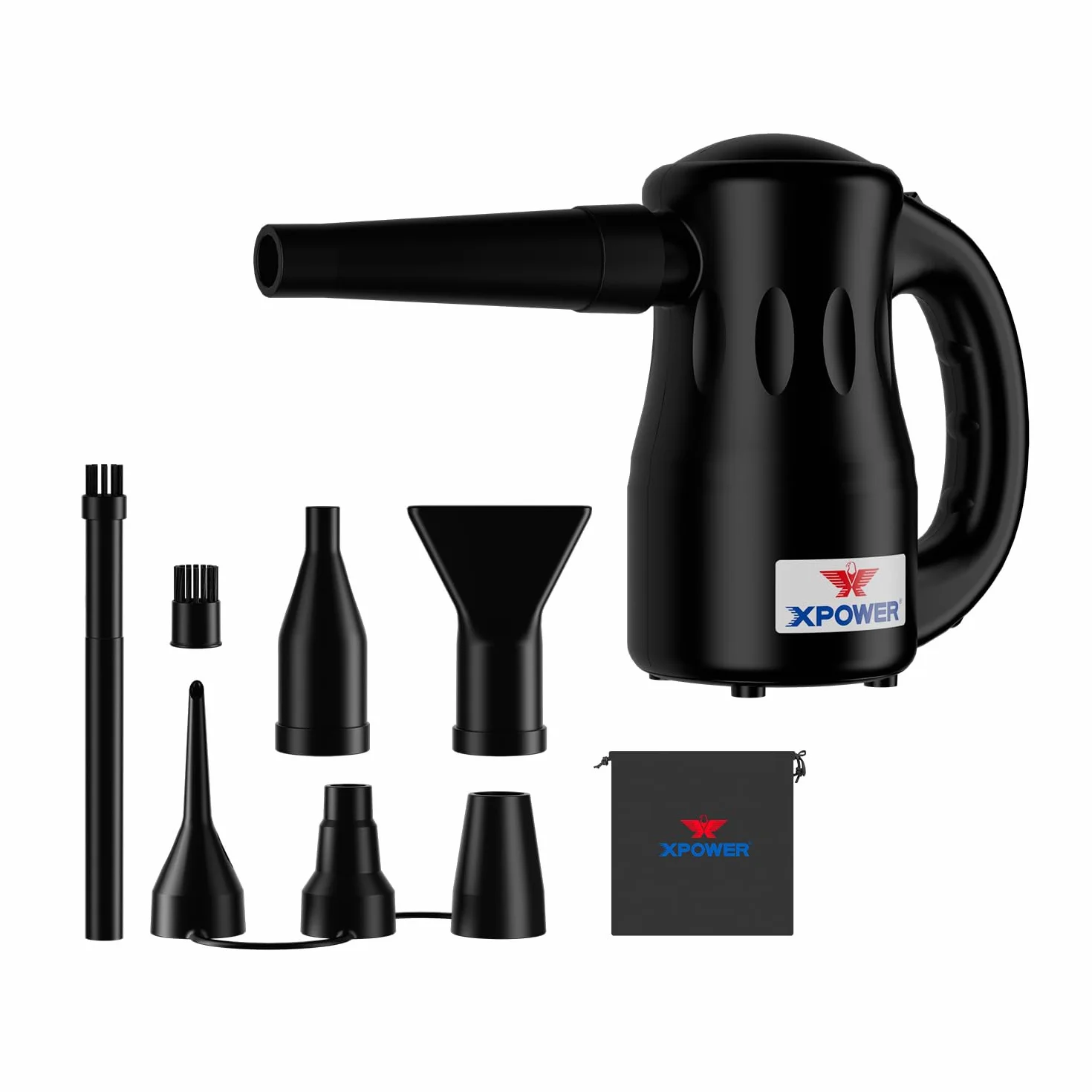 XPOWER Electric Air Duster for Dusting Drying Inflating Blowing Car Detailing Computer Leaf Blowing (Negro, A-2)