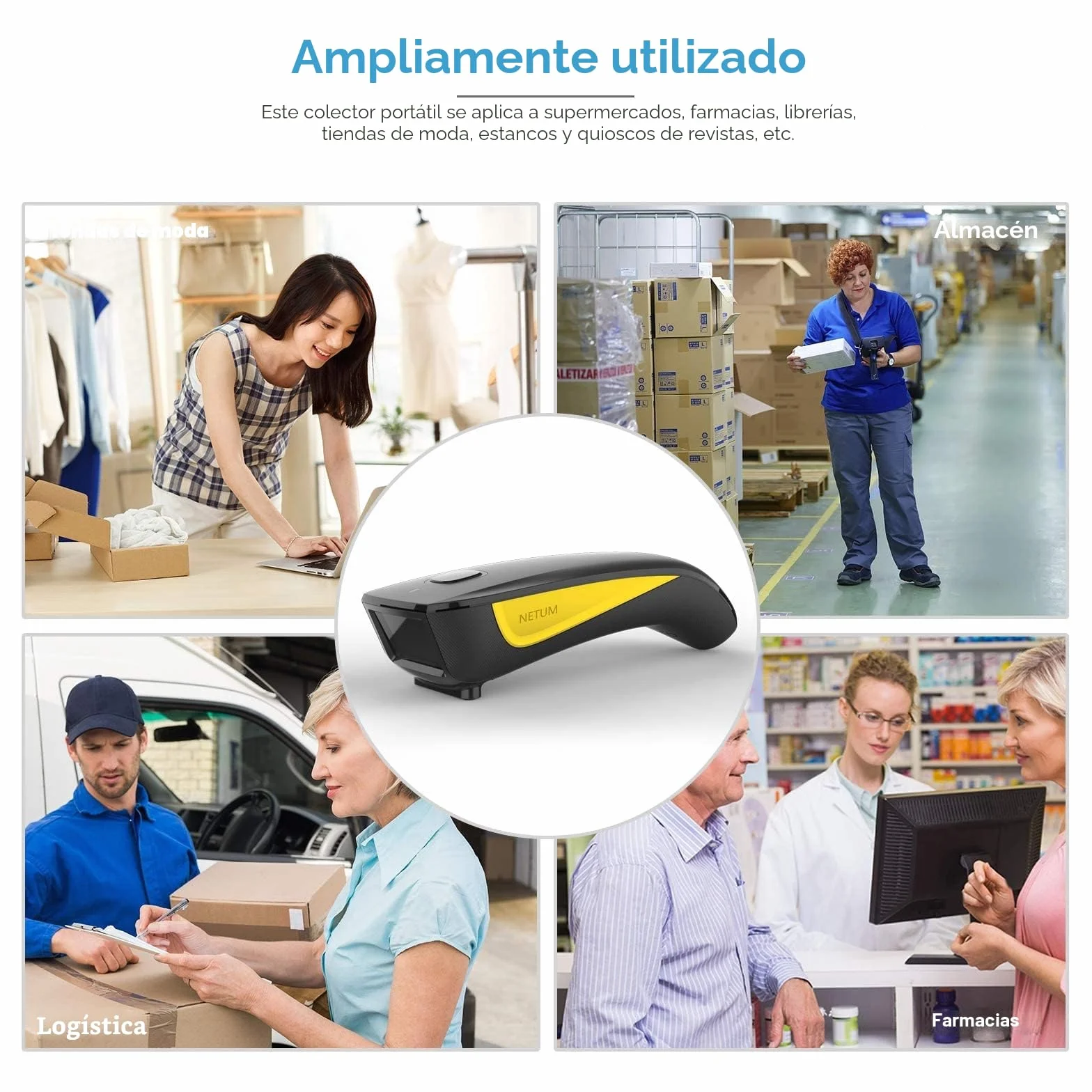 NETUM Escáner de código de Barras 1D 2D inalámbrico, Bluetooth QR escáner de Bolsillo portátil, para inventario para tabletas, iPhone, iPad, Android, iOS, PC y POS - C750
