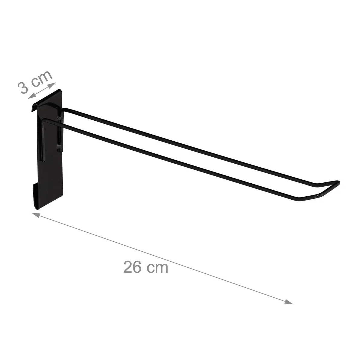 Relaxdays Mostrador de tienda, Panel expositor de rejilla, 10 ganchos, Acero, 21x65,5x44,5 cm, 1 Ud., Negro