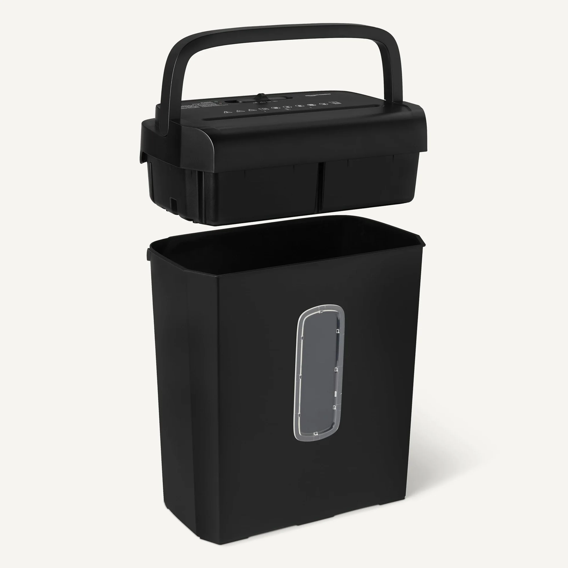 Amazon Basics Trituradora de Papel y Tarjetas de Crédito para 6 Hojas de Corte Cruzado, 14L, Negro