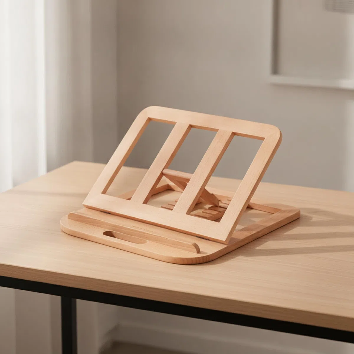 Soporte Portátil para Portátil Elevador Base Atril Soporte Ajustable de Madera de Pino con Ángulos Regulables y Bandeja Asa Ranurada Adecuado para, Soporte De Nogal 28x28x1.8cm
