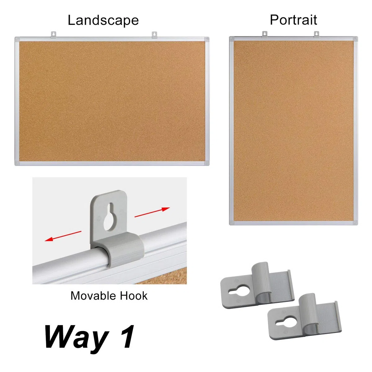 Paquete de 2 tableros de anuncios de corcho de 36 x 48 pulgadas, tablero de corcho con marco de aluminio plateado de 4 x 3, tablero de oficina para corcho de pared, tablero de anuncios grande