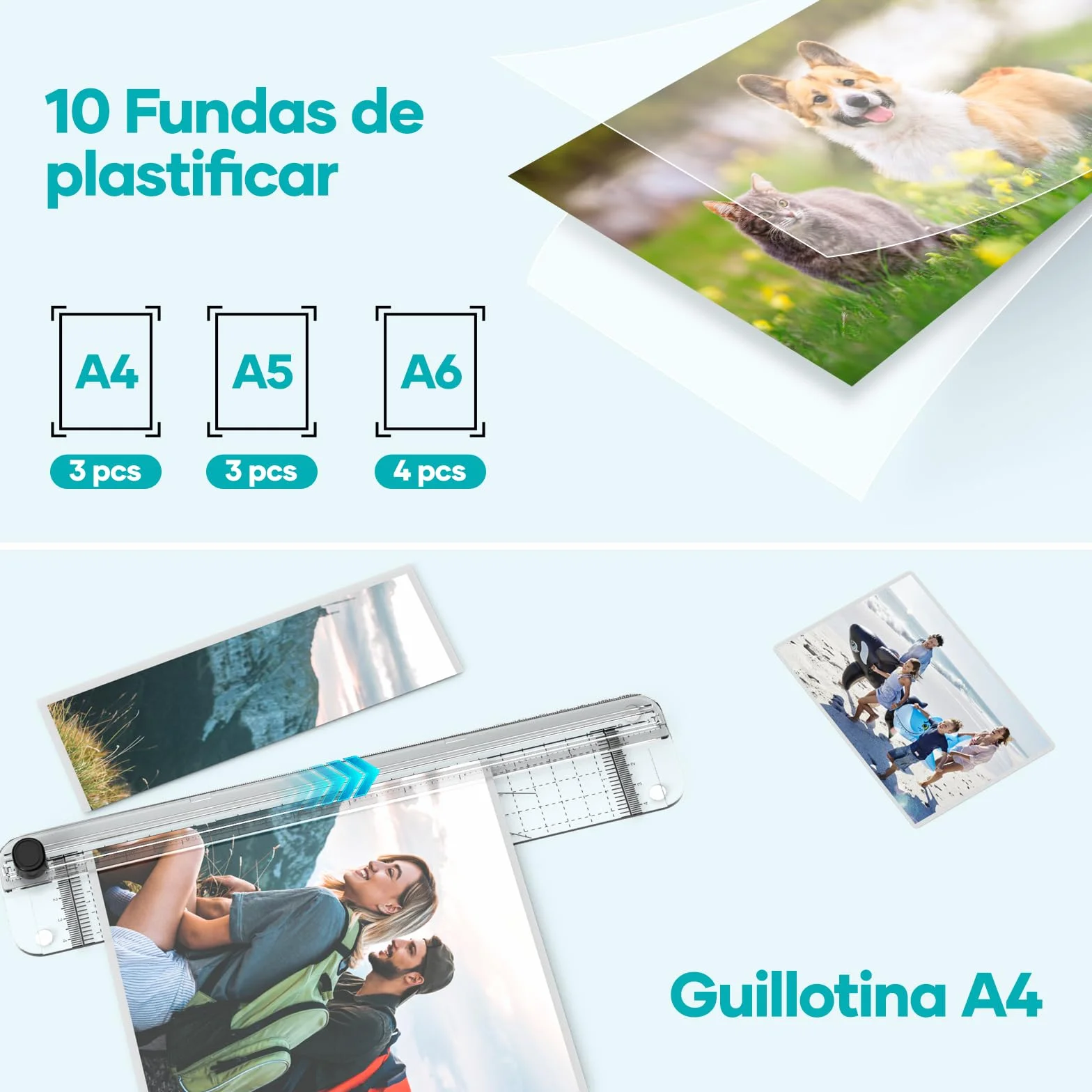 Crenova Plastificadora con Guillotina, Modo Frío y Caliente, Laminadora 11 fundas, Negro