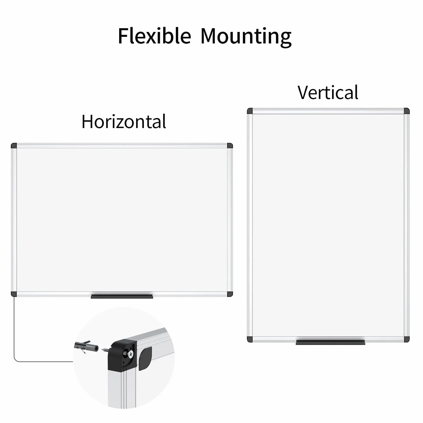 VIZ-PRO Pizarra Blanca Magnética 90 x 60 cm Marco Aluminio Bandeja Rotuladores