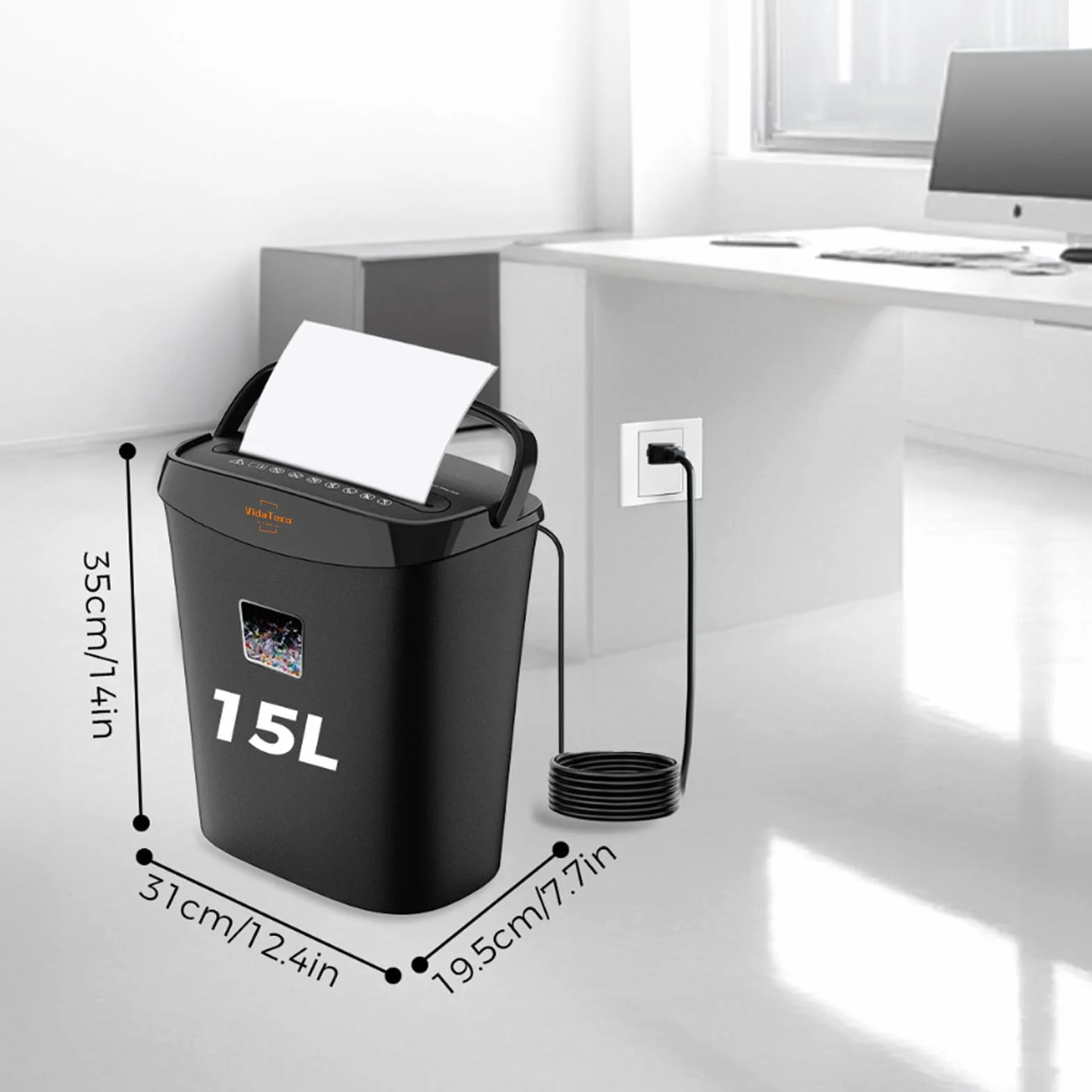 Destructora de Papel para Casa de 10 Hojas, Trituradora de Papel de Corte Transversal Que Destruye Papel, Tarjetas, Triturador con diseño de Mango portátil y contenedor de 15 L