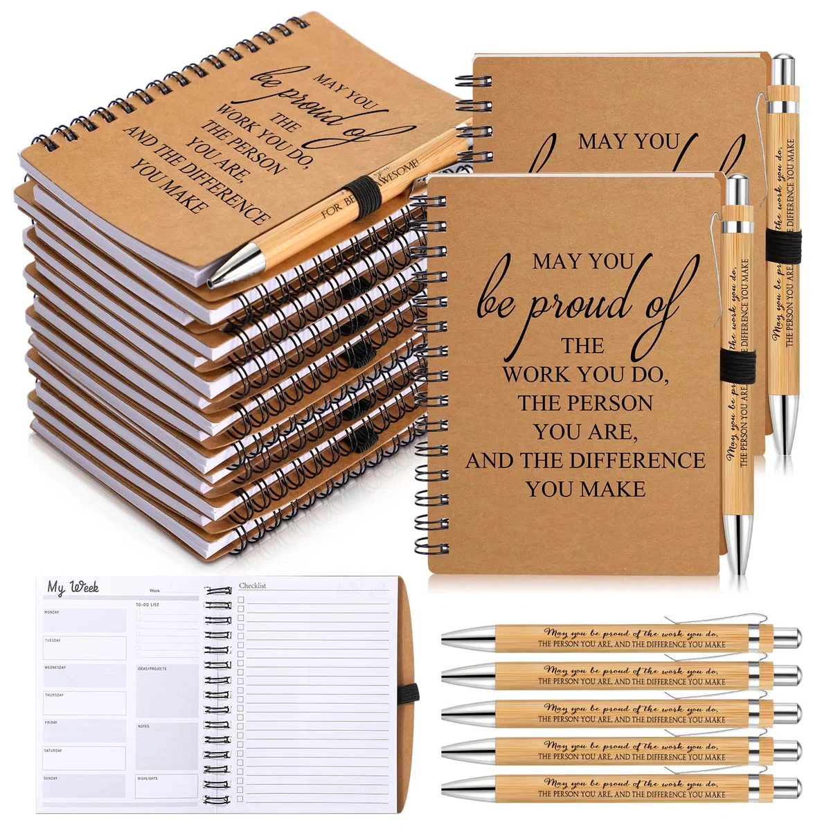 Tellingyou 60 piezas de regalos de agradecimiento para empleados a granel, libretas espirales inspiradoras 2026-2027, libretas de bolsillo con bolígrafos motivacionales, regalos de agradecimiento para