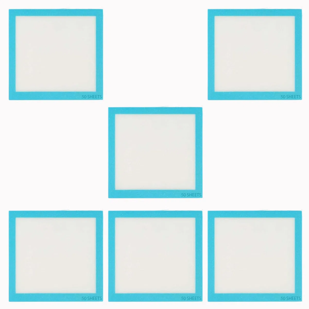 Generisch 6 notas adhesivas azules con purpurina, 50 hojas por bloc de notas adhesivas transparentes, notas adhesivas con borde de purpurina, blocs de notas de 12 x 9,5 cm, blocs de notas para escuela