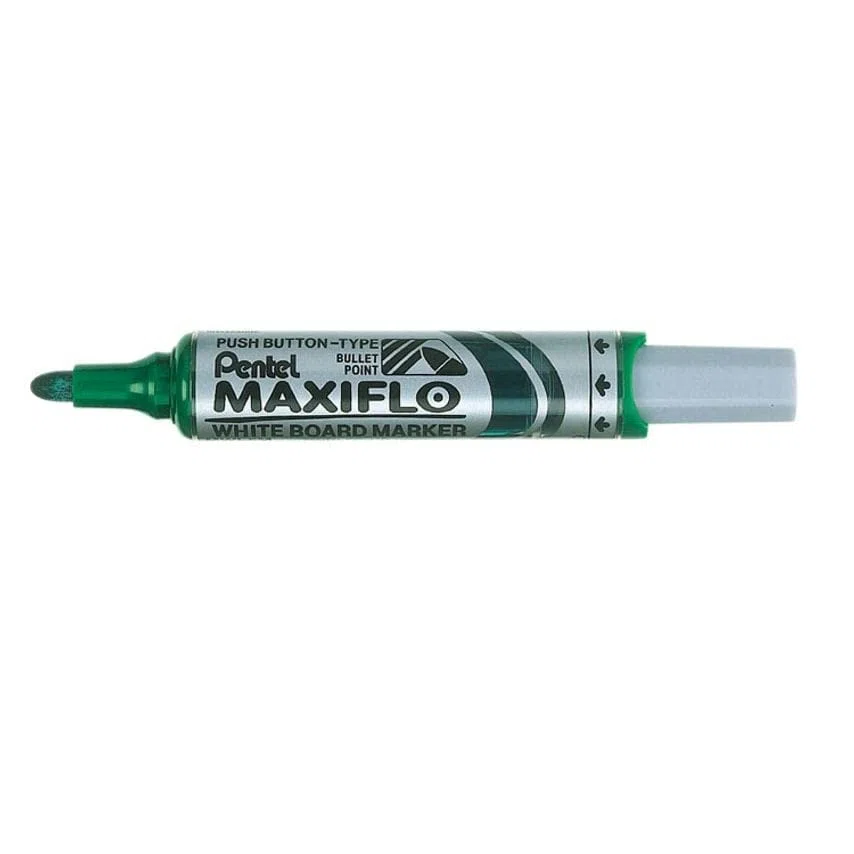 Lote de 12 rotuladores de borrado en seco Maxiflo para pizarras blancas, punta redonda ancha, tinta líquida, color verde