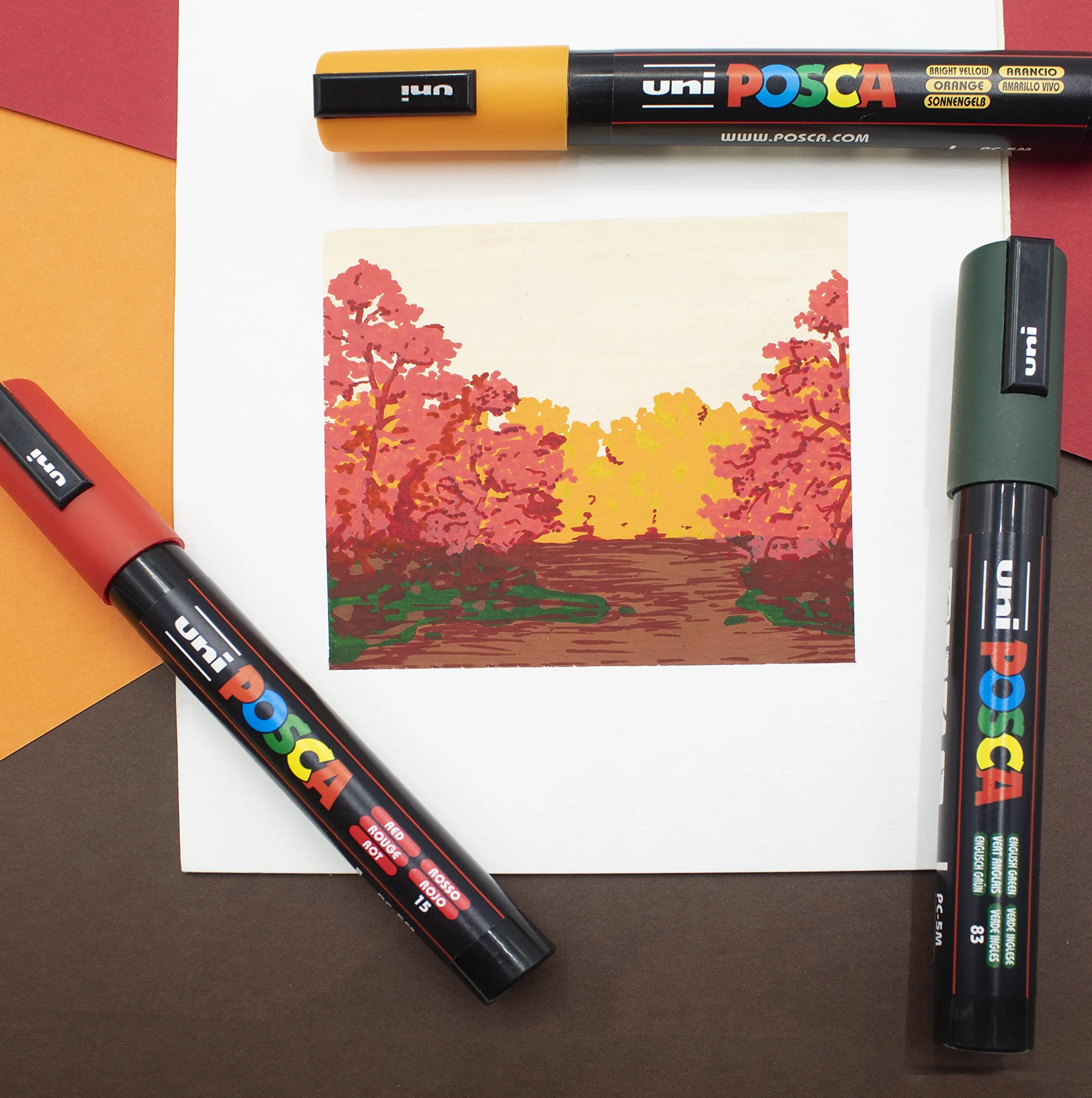 Posca Rotulador permanente a base de agua – PC-1M / PC-3M / PC-5M – Multiuso – Caja de regalo de exhibición de 24 bolígrafos (Essential Set)