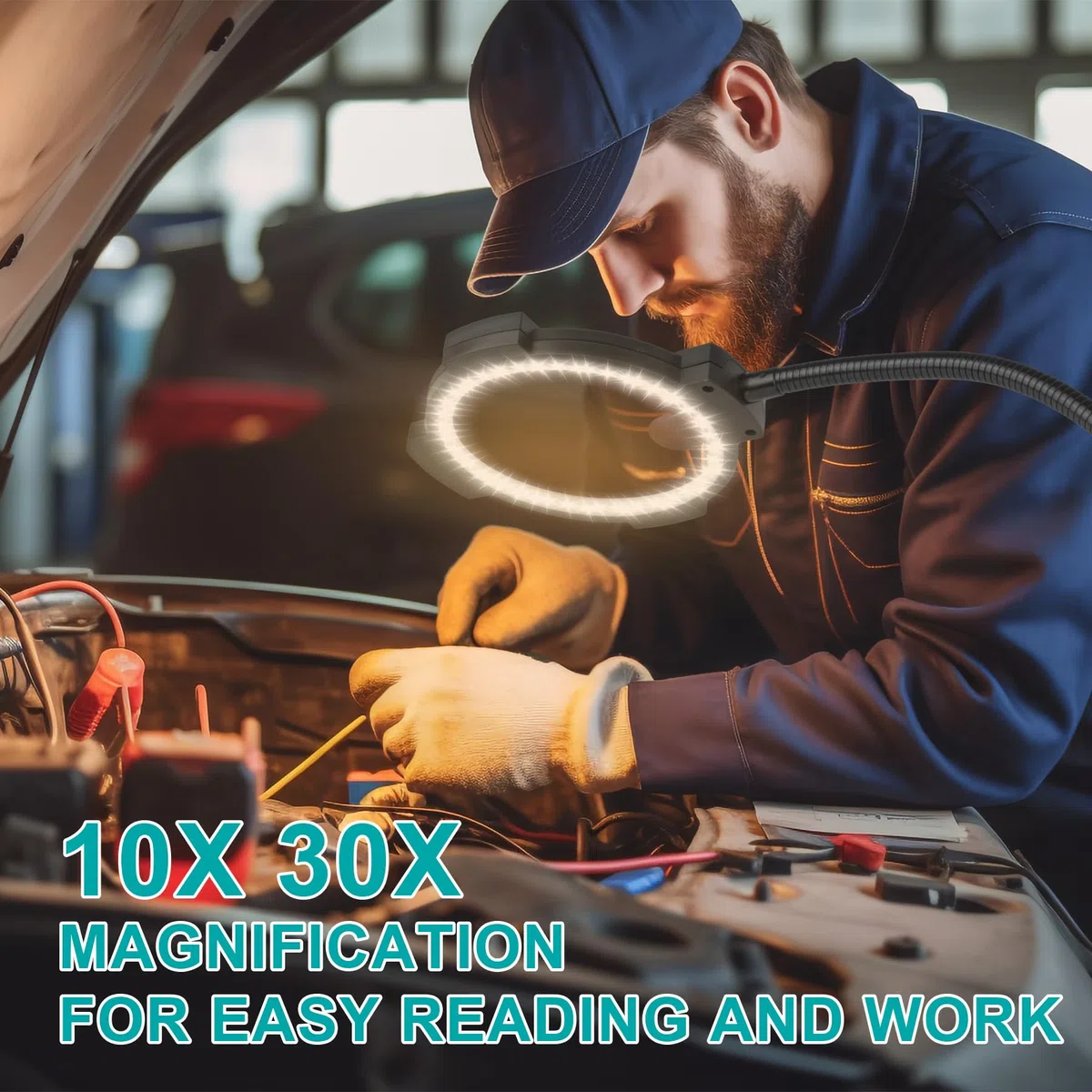 10 lupas 30X con iluminación y lámpara de pie, 54 LED regulable, 3 niveles, lupa de cuello de cisne 2 en 1 con iluminación para leer, coser, manualidades y trabajos de costura