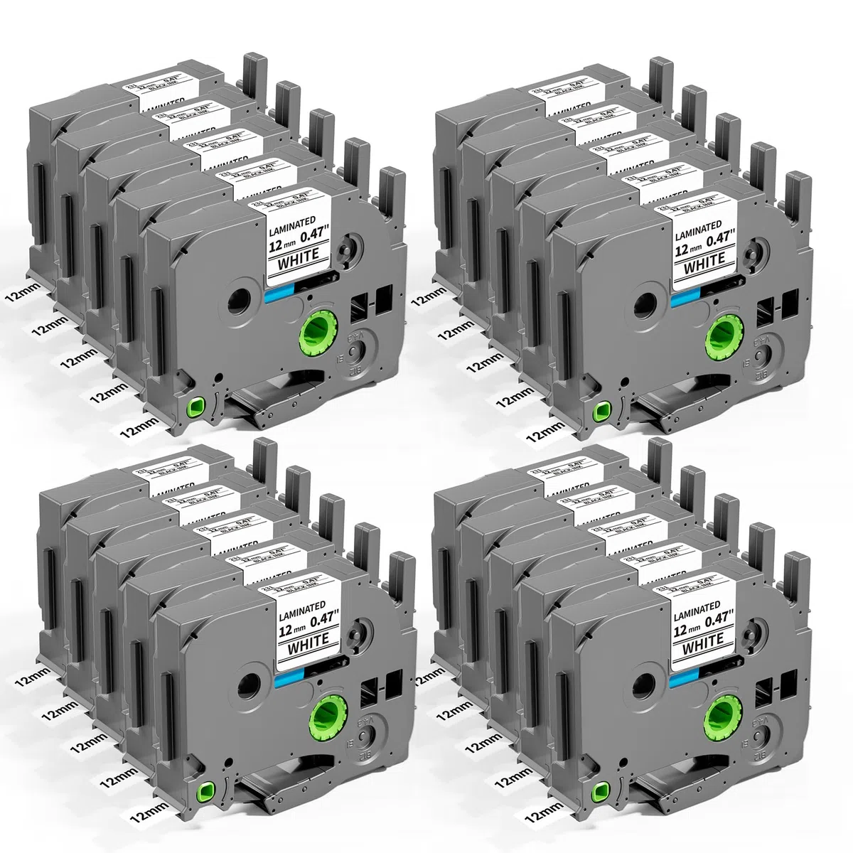 20x Sustitutiva TZe-231 12mm Negro/Blanco para Impresora Brother P-Touch | Impresión negro sobre blanco, 12 mm/0,47 pulgadas, cinta de repuesto compatible con los modelos H107B/H100LB/H110/D210/E100