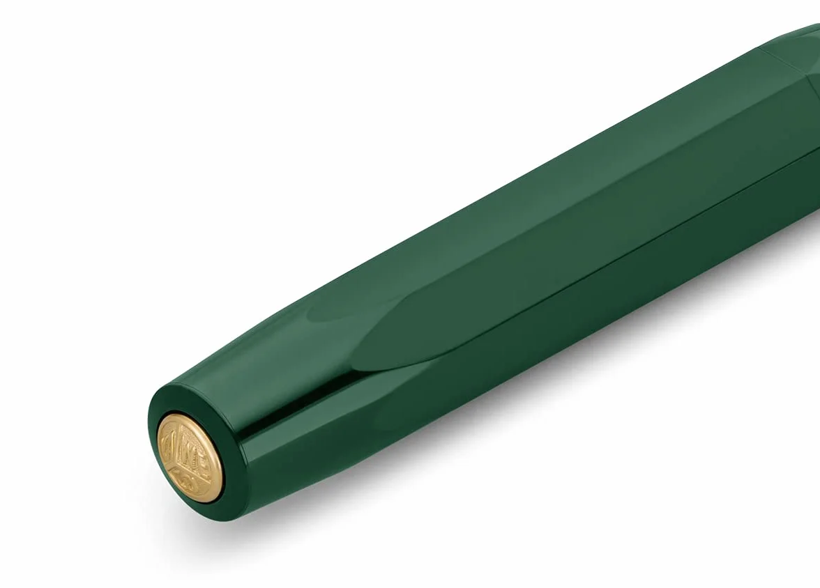 Kaweco Classic Sport Pluma estilogr?fica con plum?n de acero chapado en oro de 23 quilates y punta de iridio para cartuchos de tinta I Kaweco Sport de 13,5 cm (fino, verde)