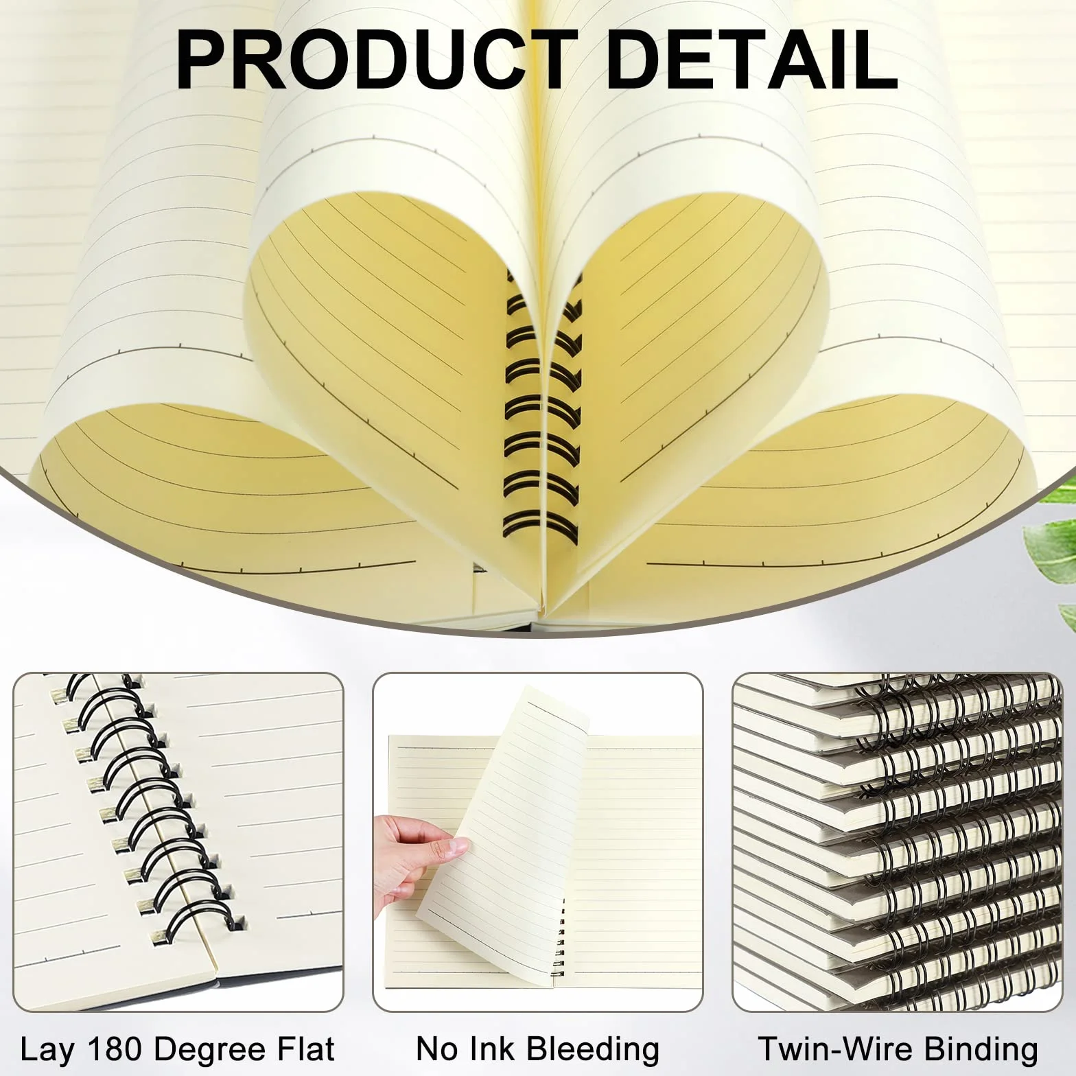 Yahenda Cuaderno de espiral con rayas universitarias, cuadernos de 8.3 x 5.5 pulgadas, cuadernos de escritura A5, cuadernos de papel grueso para oficina, negocios, suministros escolares (gris oscuro,