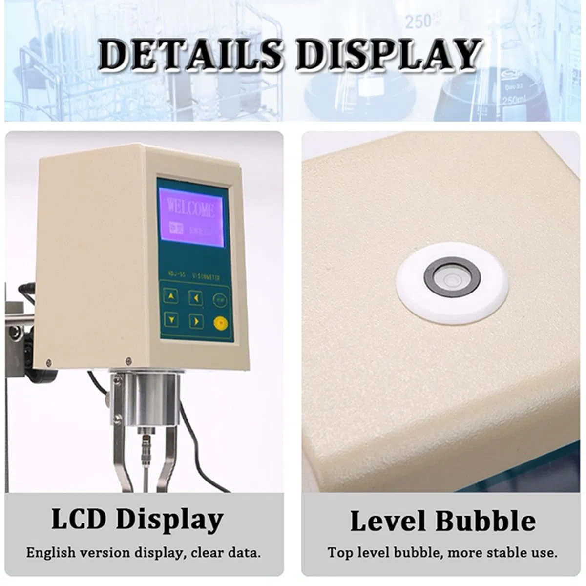 Viscosímetro digital giratorio con pantalla táctil con 4 rotores ± 1% de precisión para pinturas, recubrimientos, grasas, cosméticos, 1-100000 mPa.S