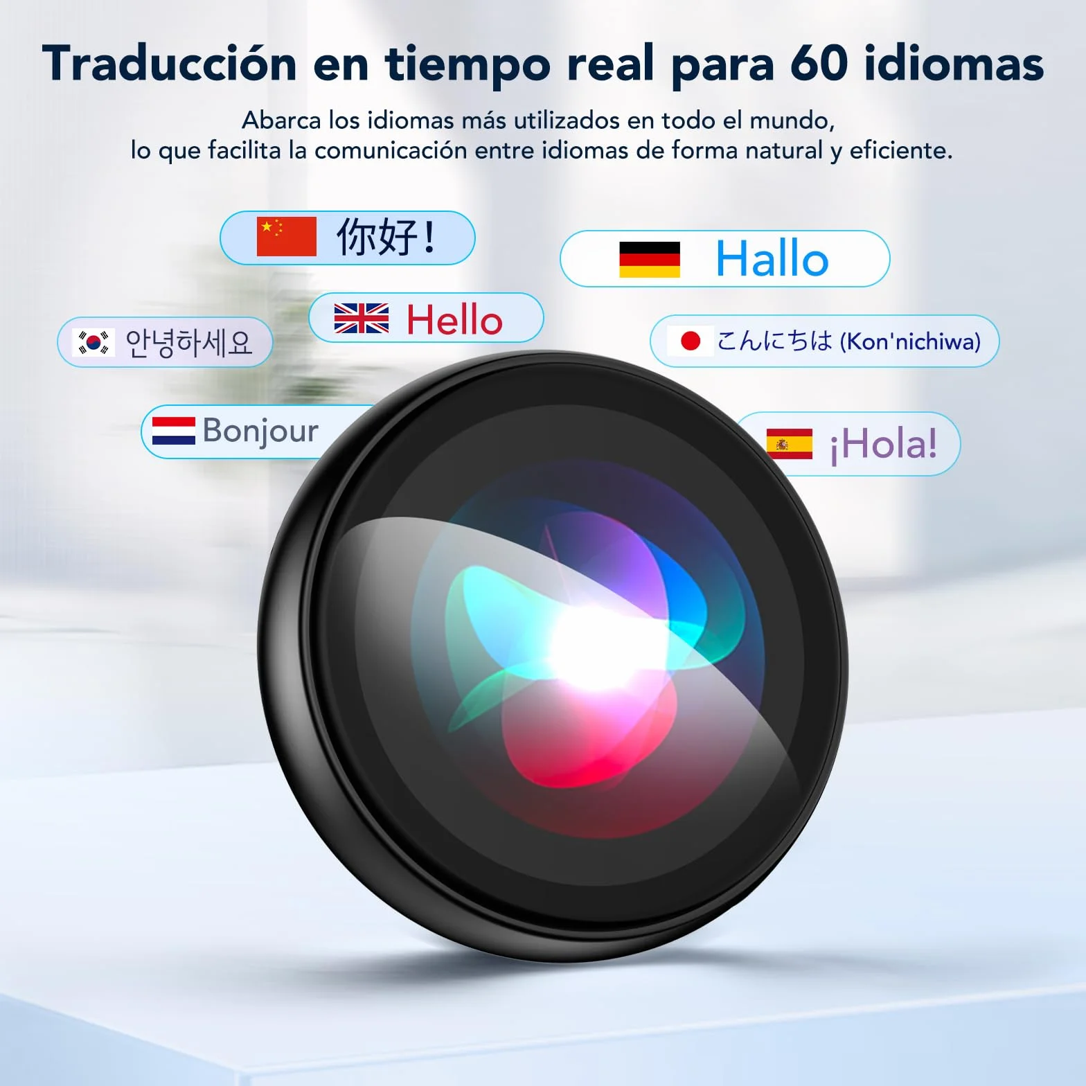 AI Badge - Traductor Instantáneo de Voz 60 Idiomas, Insignia Electrónica Inteligente Portátil con Pantalla LCD HD, Bluetooth 6.0, Ideal para Viaje y Negocios