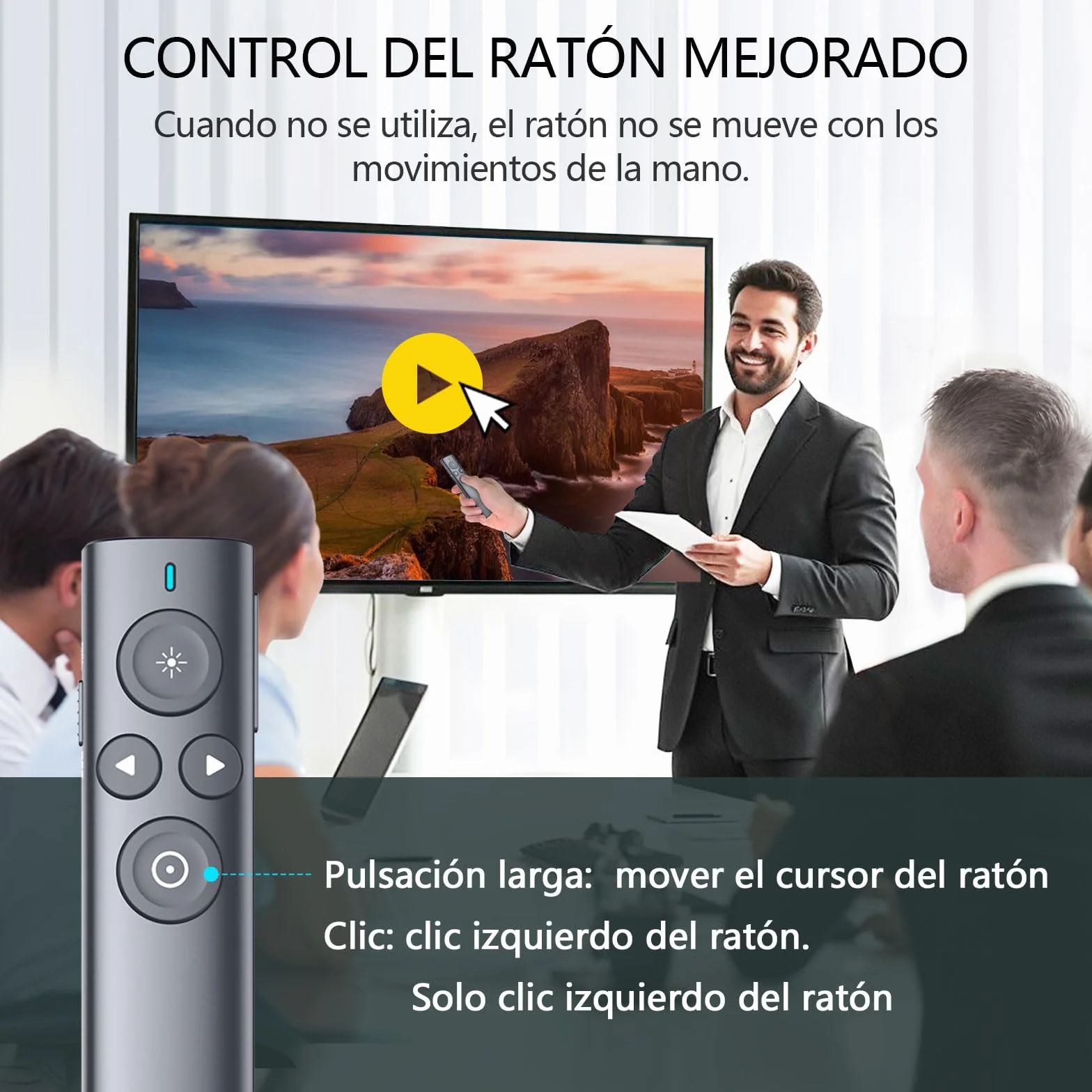 Norwii N95s Pro Destacar Presentador Recargable, Puntero Luz Digital/físico y Puntero de presentador Air Mouse, Soporte Resaltar Magnificar Temporizador LED LCD