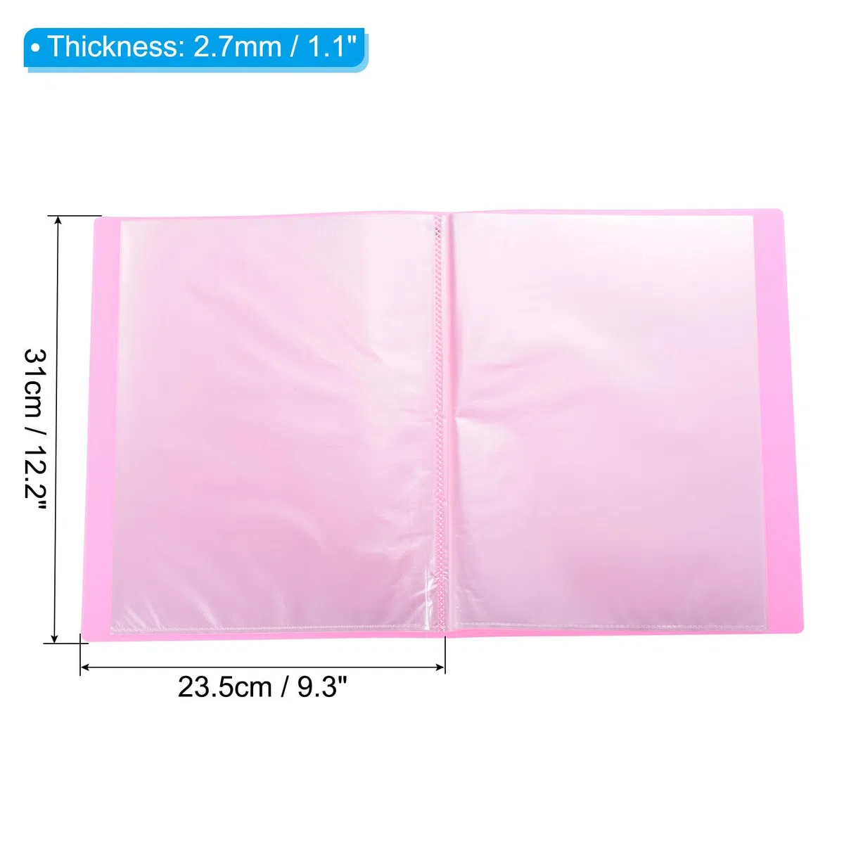 PATIKIL 12.2x9.3x1.1" Carpetas con Plástico Funda, 5Uds PP 30 Bolsillos Impermeable Archivador Portafolio Carpeta Protector para Papel Presentación Ilustraciones Exhibición, Rosa