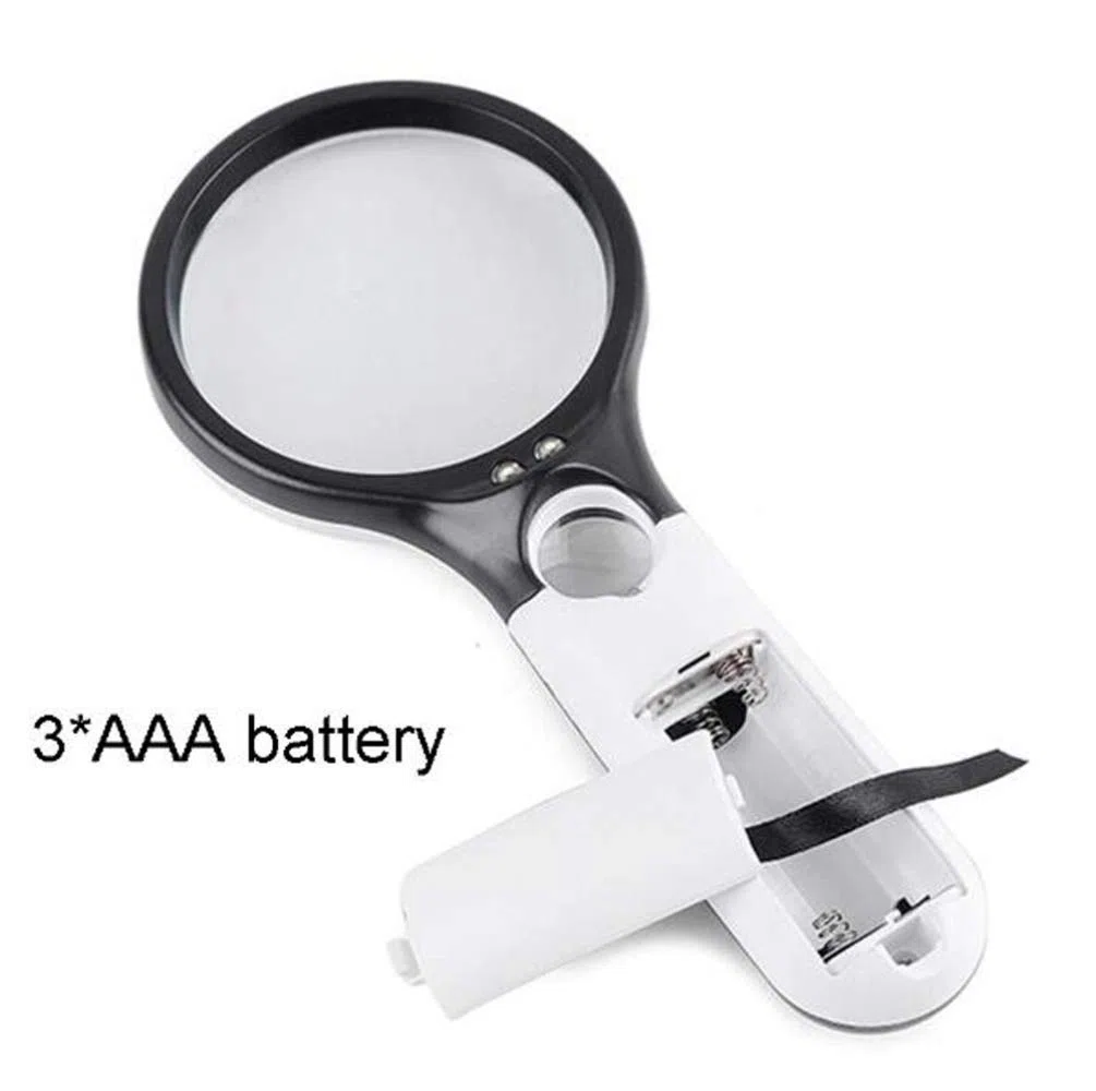Lupa de Mano con luz LED, Lente acrílica 3X 45X, Ayuda de Lectura iluminada portátil, Lupa para Leer Libros, periódicos, observación de Insectos y Pasatiempos, Scien