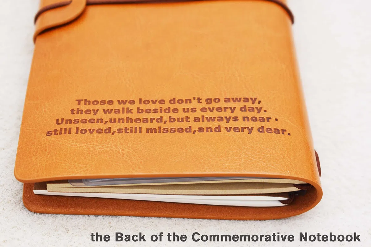 XPL Diario de fotos de viaje recargable, con texto en inglés "Those We Love Don't Go Away", letras a mi bebé en el cielo, regalos de condolencias por la pérdida del bebé