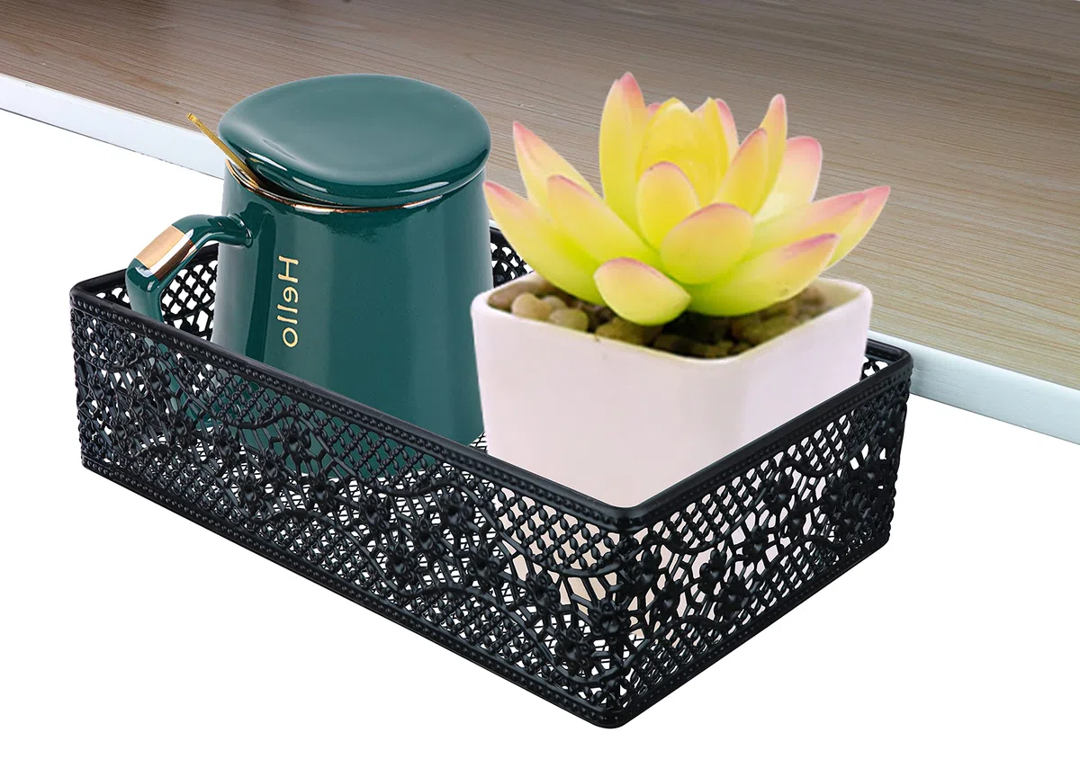 Organizador de cajones con clip, organizador de escritorio, se puede enganchar alrededor de la mesa para almacenar objetos pequeños (negro)