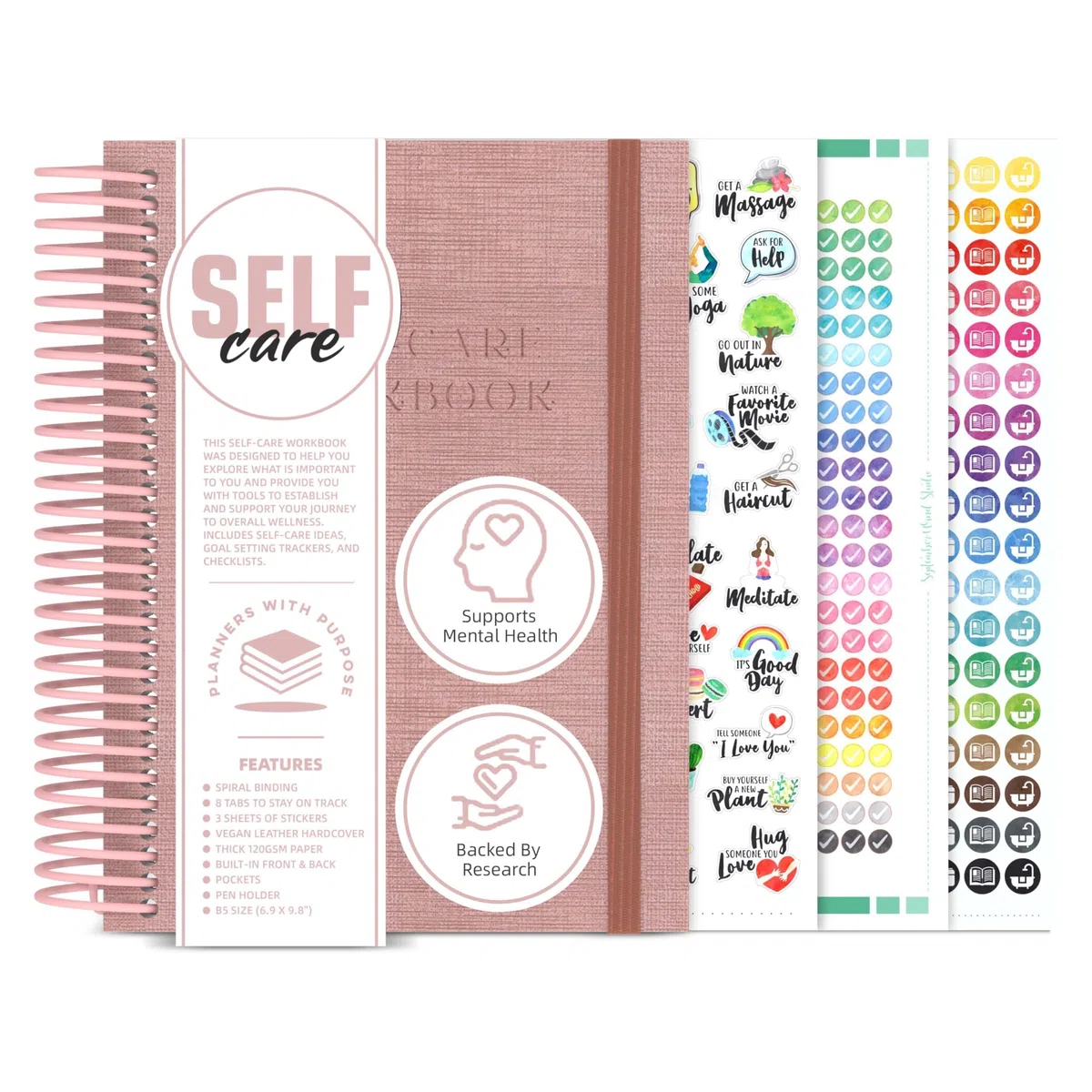 Planners with Purpose Diario de cuidado personal – Cuaderno de reflexión diario guiado para apoyar los hábitos de salud mental y física – Planificador de manifestación y afirmaciones de amor propio –