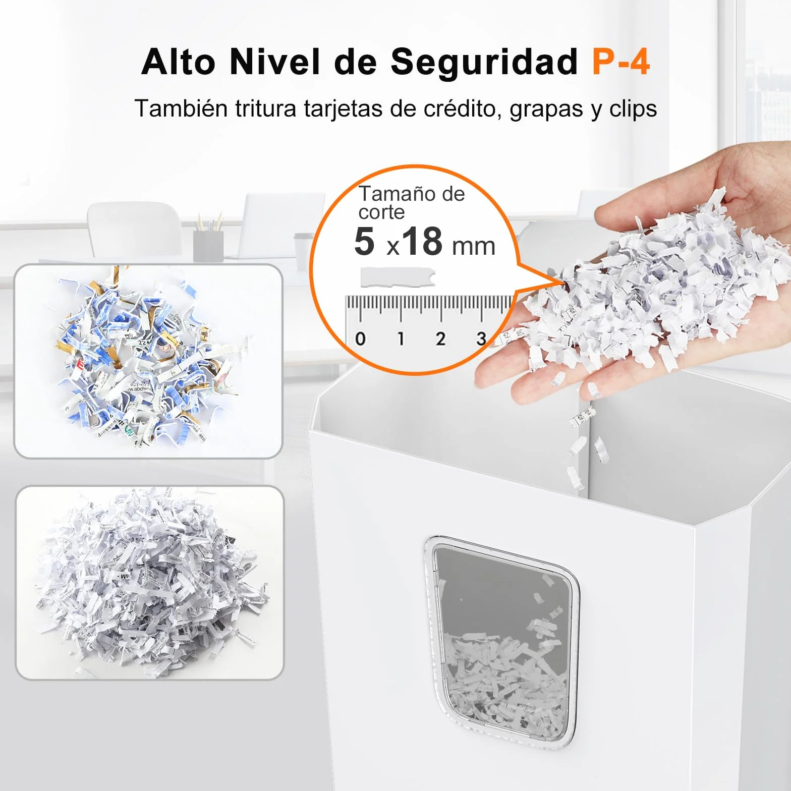 Bonsaii Destructora de Papel, Trituradora de 8 Hojas, Corte en Cruz P-4 (5x18mm), Destruye Tarjetas de Crédito, Grapas, Sobrecarga Protegida, Contenedor 13L para Oficina y Casa, C277-C