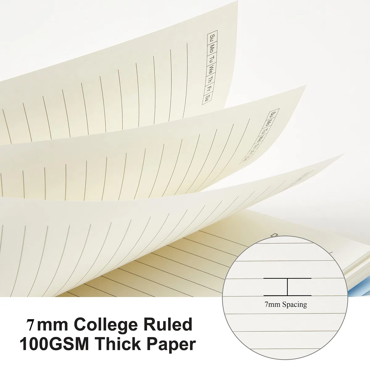 MSTONAL Paquete de 3 cuadernos en espiral, cuaderno grande con rayas universitarias de 8.5 x 11 pulgadas, 100 g/m², 7 mm, 80 hojas/160 páginas, cuaderno rayado universitario para escuela, oficina,