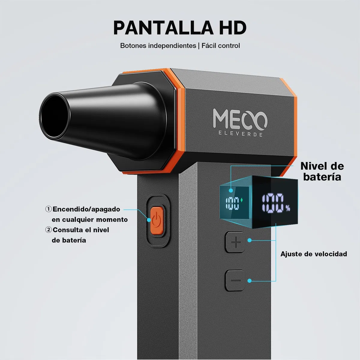 Soplador de aire eléctrico 220.000 RPM, 100 niveles sin escalones, motor sin escobillas y pantalla LED, soplador de aire inalámbrico con kit de limpieza, mini soplador de polvo para PC, teclado, coche