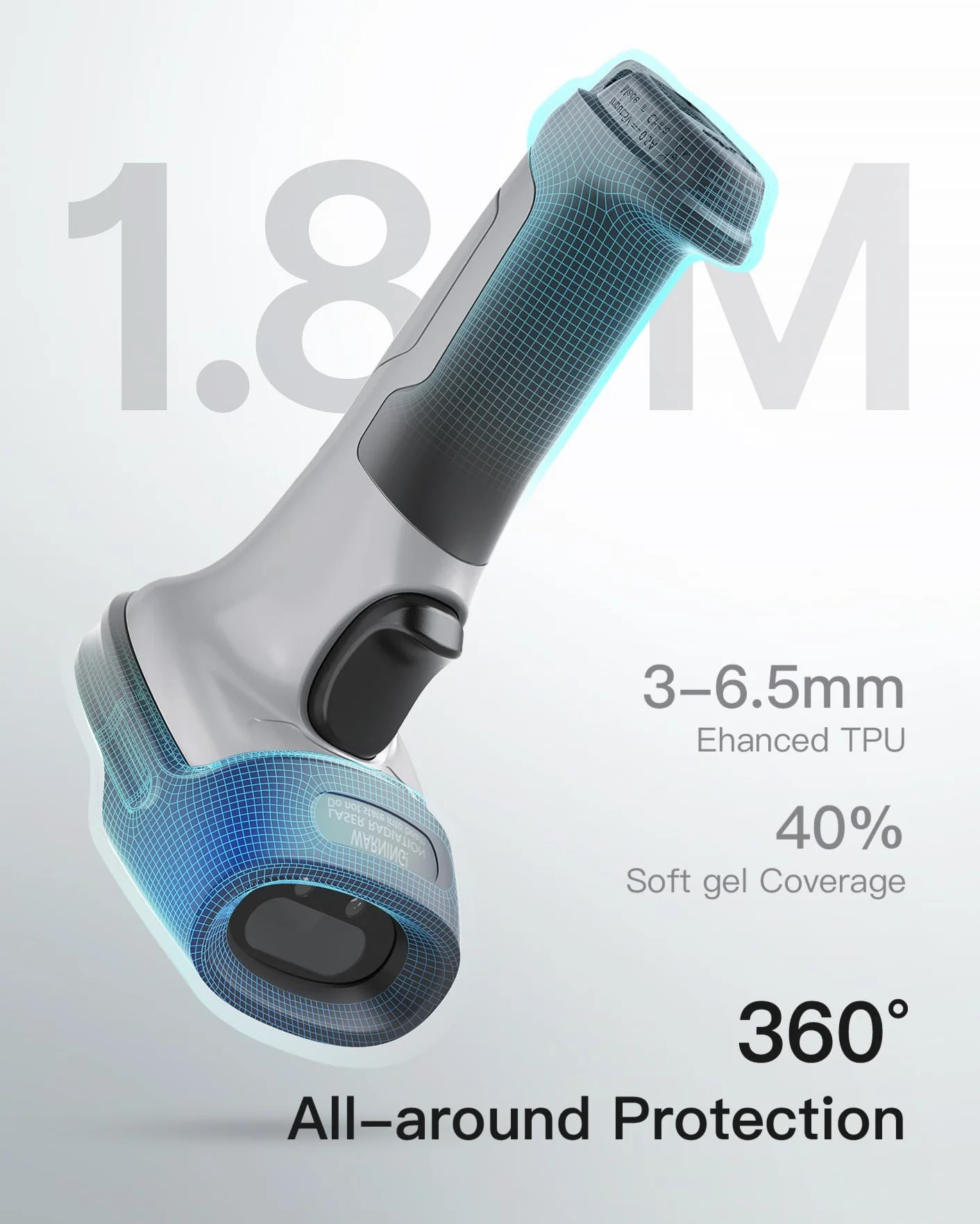 Inateck BCST-70 AI Escáner de Códigos de Barras Bluetooth 1D Inalámbrico Portátil con App y SDK, 180 días de Espera, Alcance 35 m