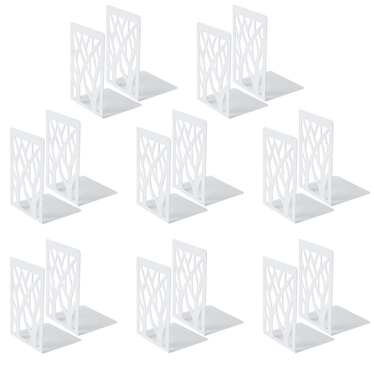 Sujetalibros, extremos de libros para sujetalibros para oficina de libro para libros pesados soporte de estante de libros para decoración del hogar soportes de metal sujetalibros blanco (8 pares)