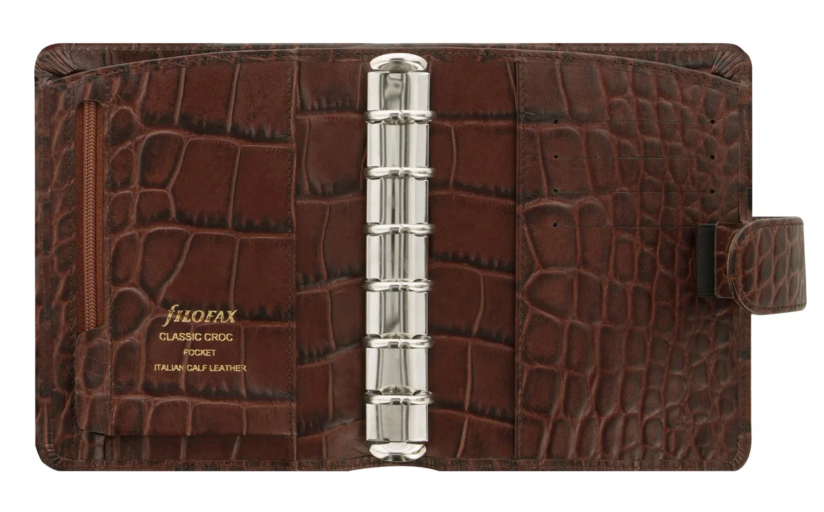 Filofax Pocket Classic - Organizador de cocodrilos, color castaño
