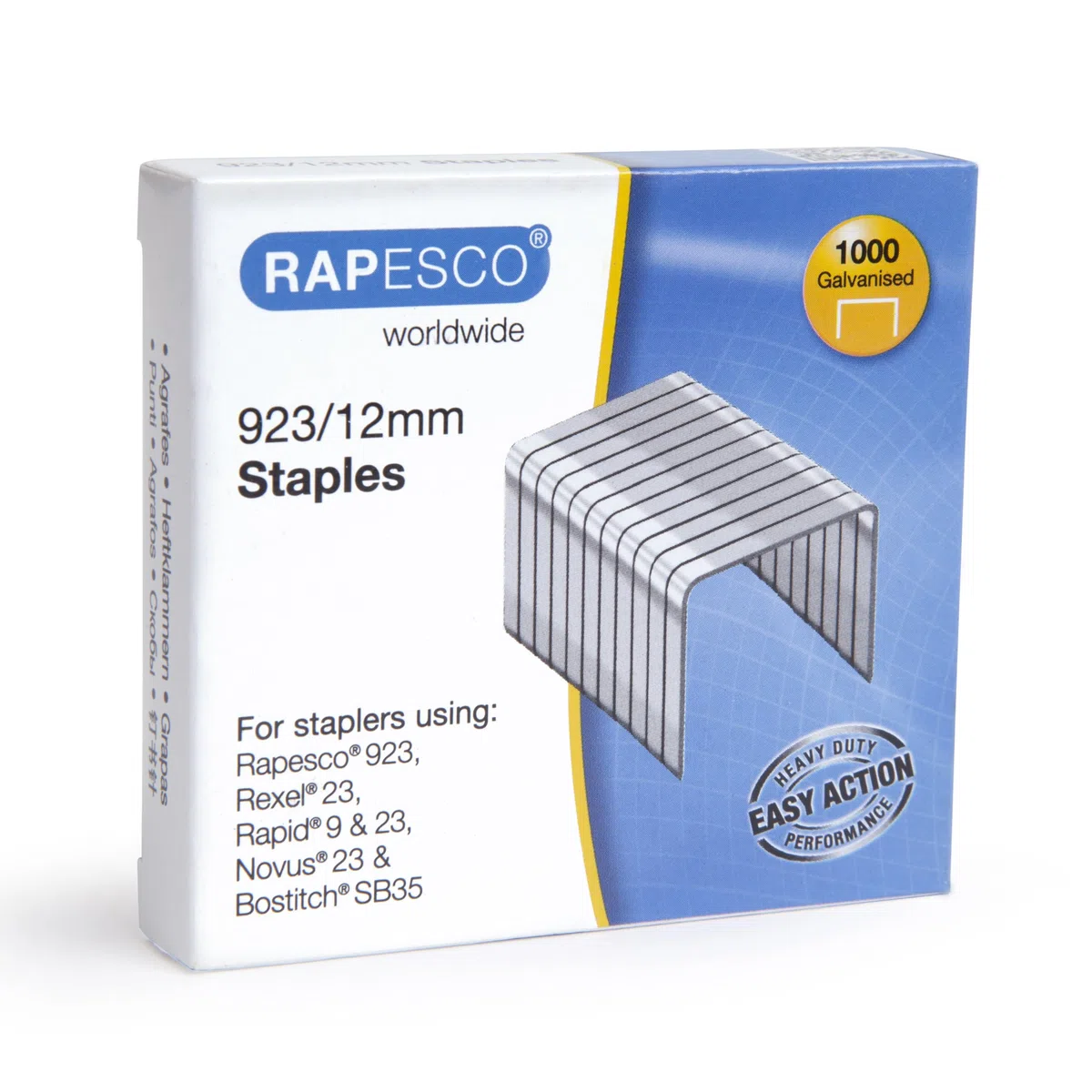 Rapesco 1550 ECO HD-140 Grapadora de Gruesos con 1000 Grapas Tipo 923/12 mm, Capacidad para 140 Hojas, Negro
