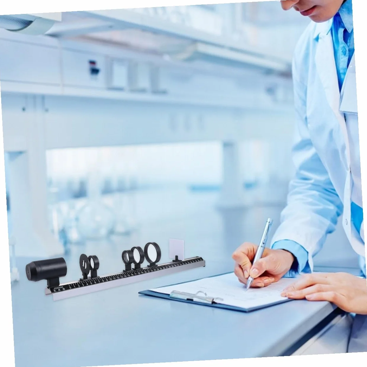 GLEAVI Juego de óptica didáctica kit laboratorio físico con lentes cóncavas convexas espejo óptico instrumentos ópticos experimentos científicos 19,7 x 3,1 x 2 pulgadas