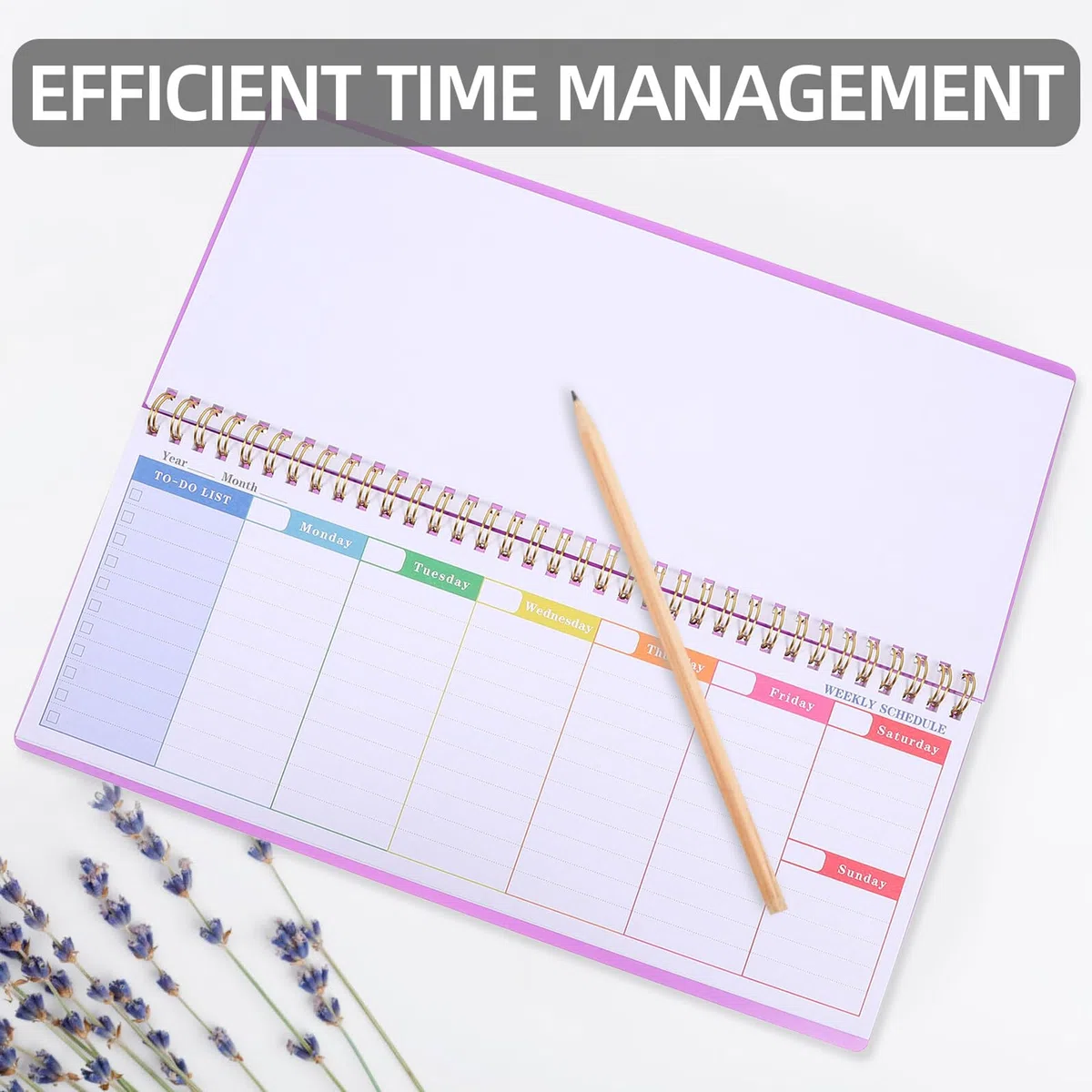 4 Piezas Planificador Semanal de Escritorio sin Fecha, Cuaderno de Notas con Pestañas Desprendibles, Diseño por Horas para Organización Diaria, Hojas Moradas para Tareas y